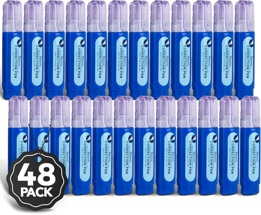 Darice Liquid Correction Pen Box of 48 - Multi-Purpose Liquid White Out Pen with Metal Tip for School, Office & Home