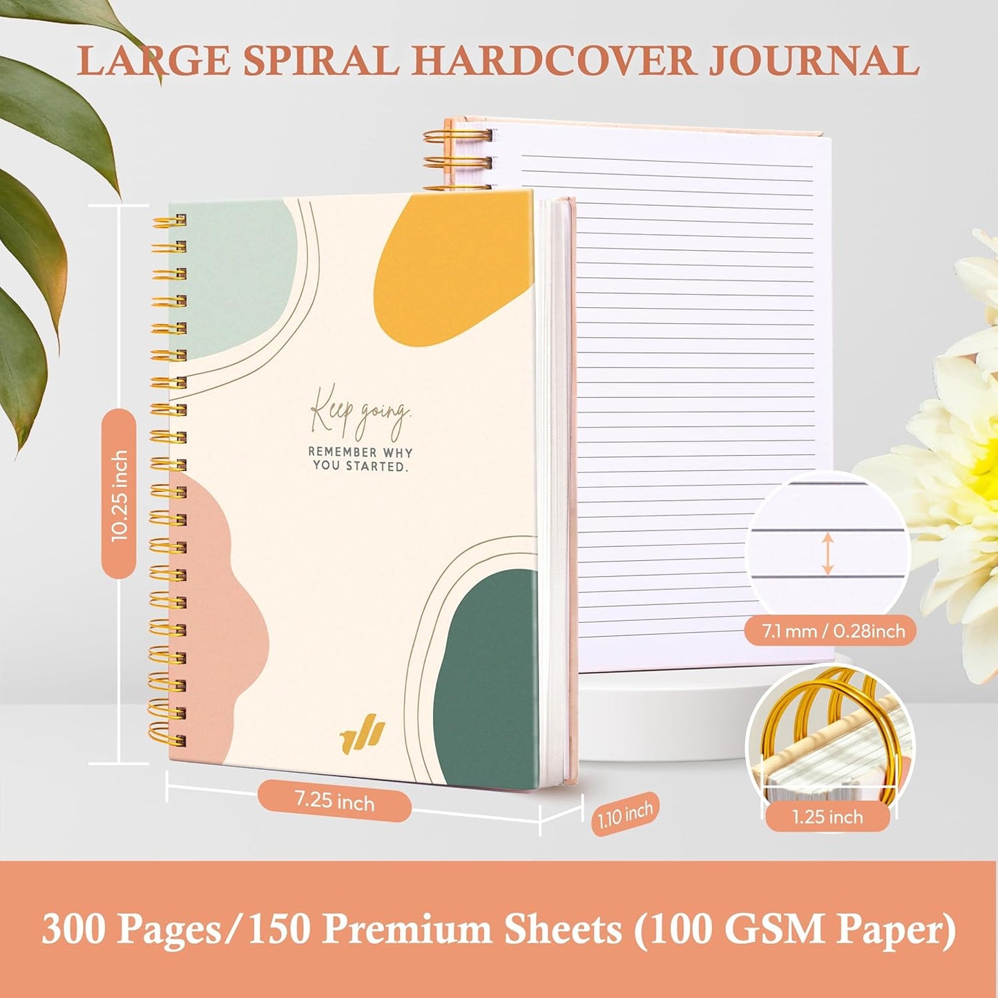 Spiral Notebook 3-Pack – 3 Subject B5 College Ruled Journaling Notebooks, 300 Pages, 100 GSM Thick Paper, 10.25" x 7.25", with Dividers, School Supplies for Students, Professionals