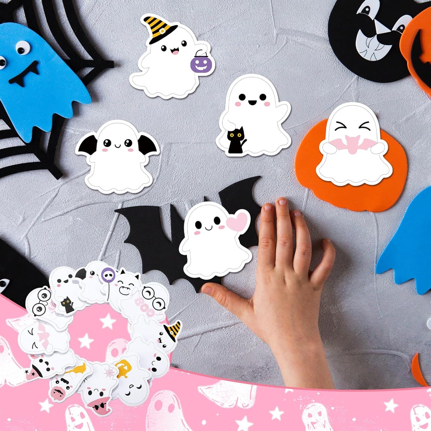 Yinder 24 Pads Cute Sticky Notes Fun Kawaii Animal Sticky Notes Pads Bulk Cartoon Memo Self Adhesive Gift for Christmas Veterinary Office School Tab Party Supplies(Ghost)