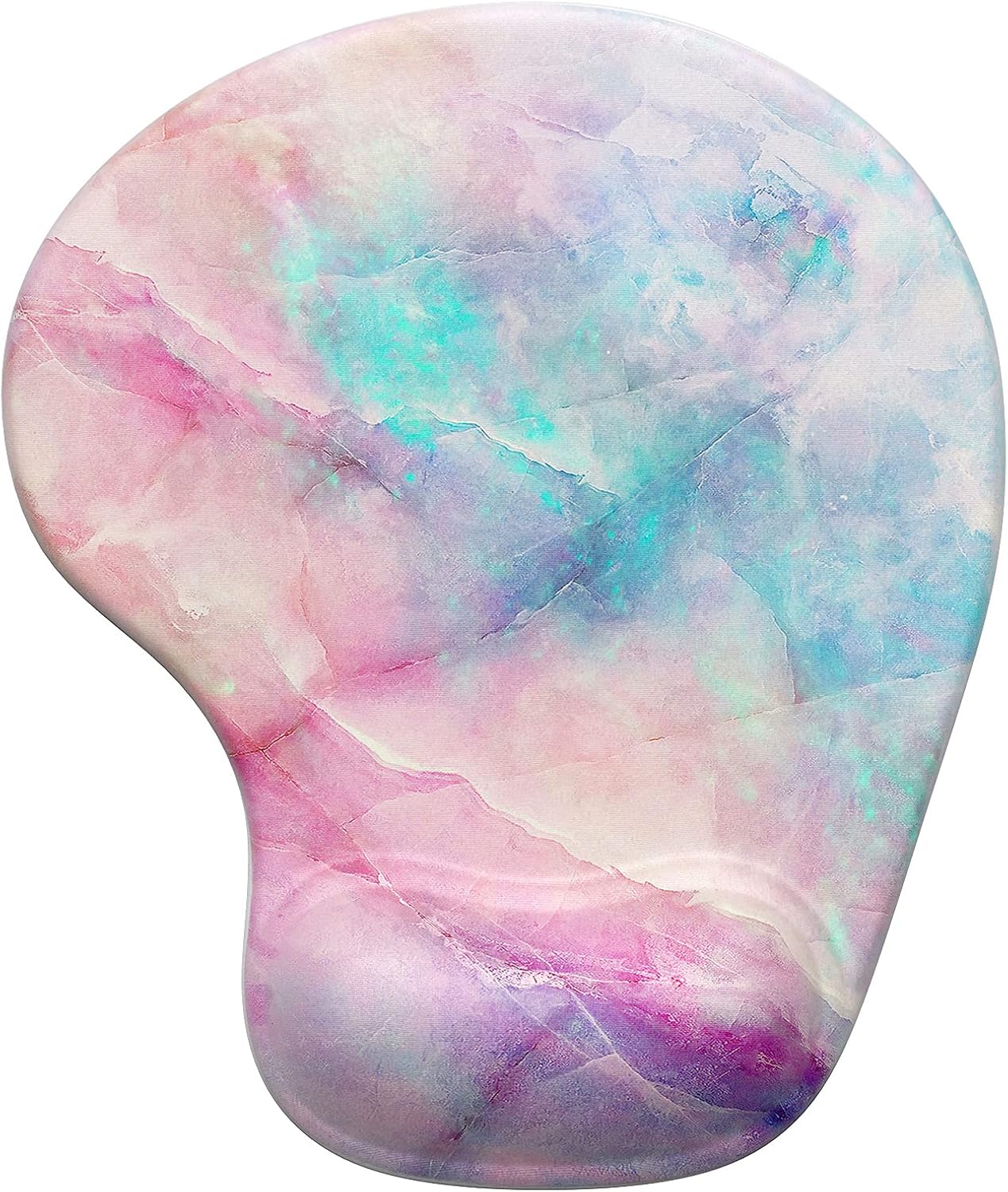 Hsurbtra Ergonomic Mouse Pad with Wrist Rest Support, Gel Mouse Pads with Non-Slip PU Base, Pain Relief Memory Foam Computer Mat, Cute Office Supplies Desk Decro Accessories, Colorful Marble