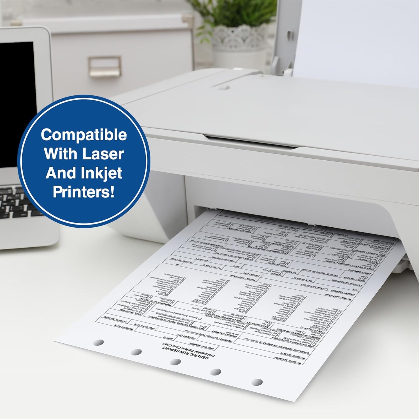 PrintWorks Professional 5 Hole Punch Top Paper - Pre-Punched for Folders, Binders, & Clipboards - Made in the USA - 500 Sheets - 8.5" x 11" - 20 lb - 92 Bright White (04108)
