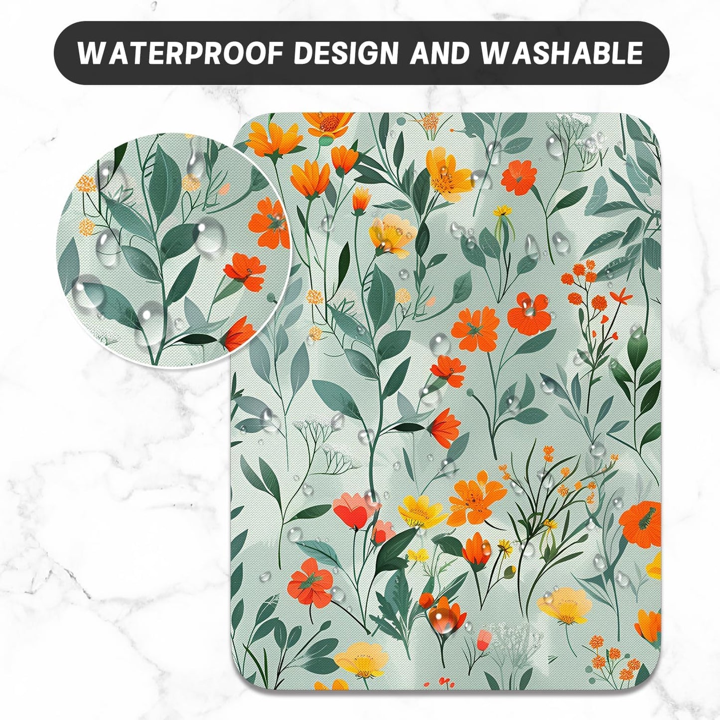 Small Mouse Pad, Mini Mouse Pad 6 x 8 Inch, Thick Rubber Waterproof Mouse Mat, Cute Mousepad for Women Men Wireless Mouse Laptops Home Office, Colorful Flowers and Plants