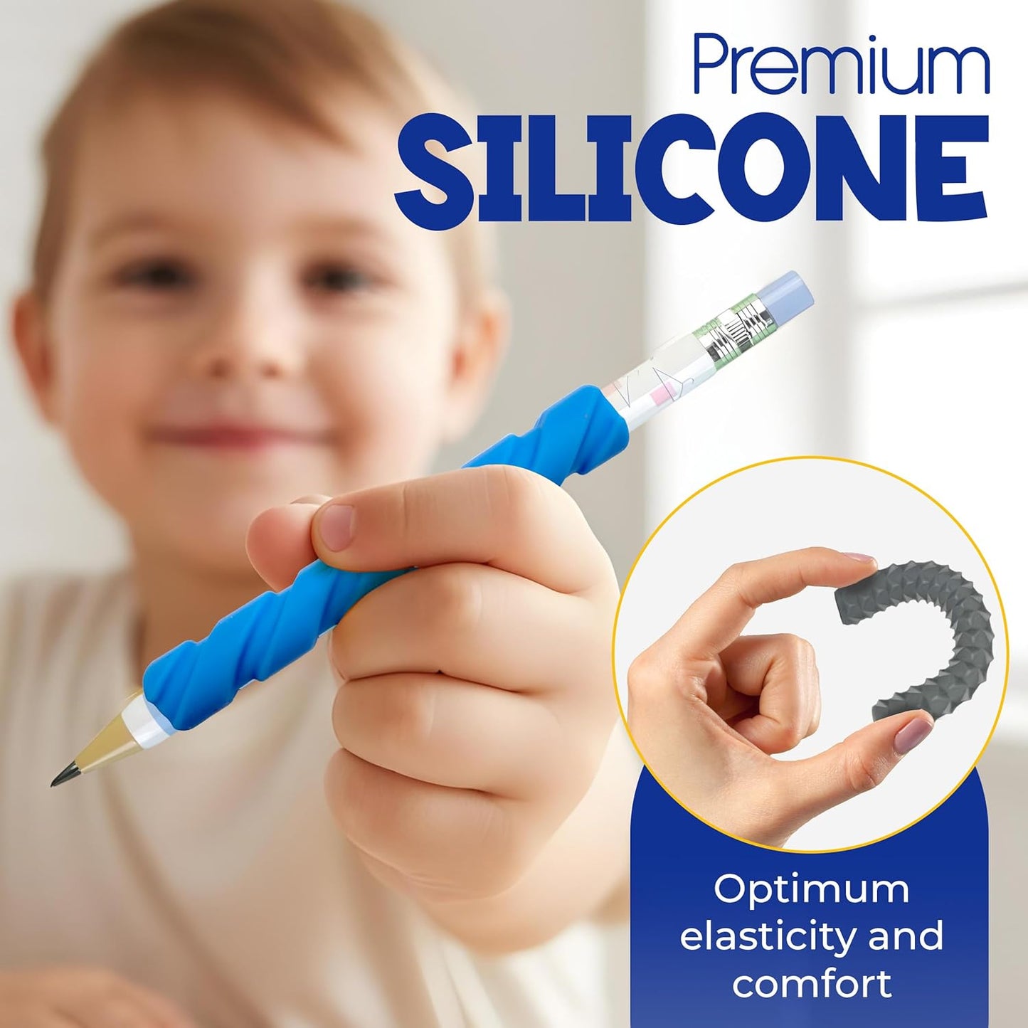 Pencil Grips for Kids & Adults - 4 Pack & 2 mechanical pencil - ADHD Tools for Kids - Sensory Fidget Sleeves for Focus, Calm & Anxiety Relief,Quiet Classroom & Travel Fidget Tool for Fine Motor Skills