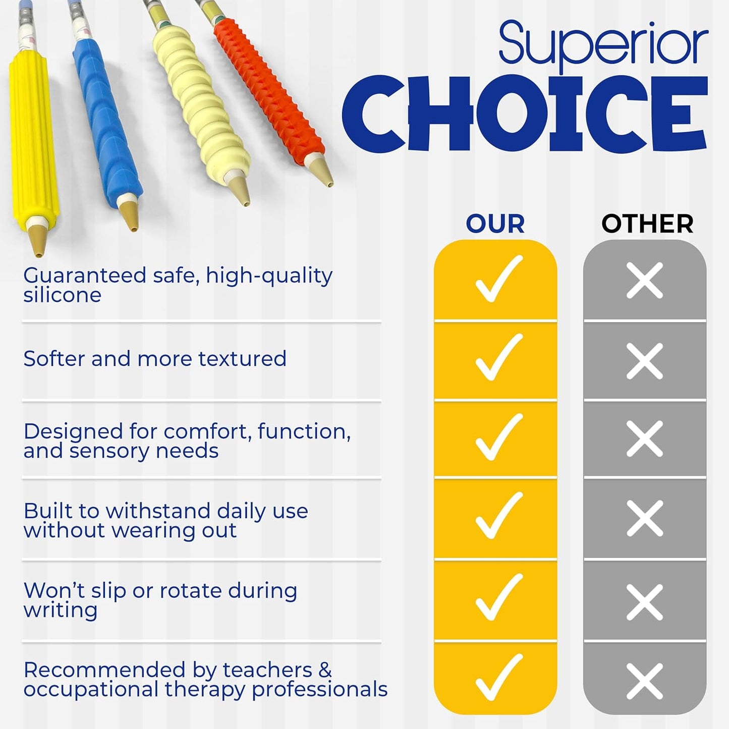 Pencil Grips for Kids & Adults - 4 Pack & 2 mechanical pencil - ADHD Tools for Kids - Sensory Fidget Sleeves for Focus, Calm & Anxiety Relief,Quiet Classroom & Travel Fidget Tool for Fine Motor Skills