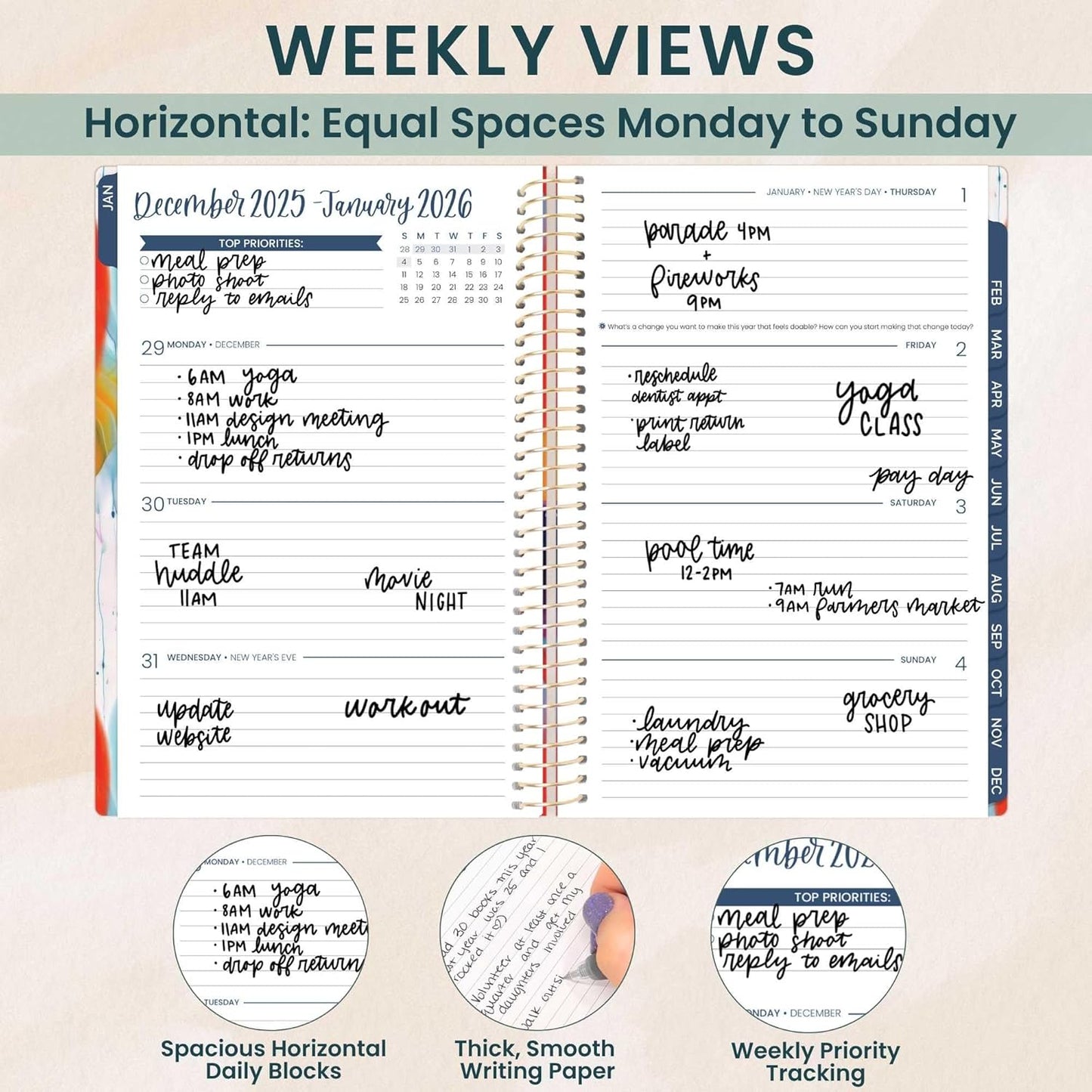 bloom daily planners 2026 Planner (January - December) Calendar Year Organizer - 5.5” x 8.25” - Weekly & Monthly Agenda Book with Stickers & Bookmark - Brilliant Brushstrokes