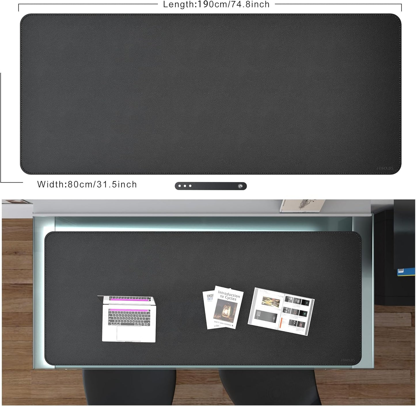 Mydours Super Large 75" x 32" Desk Mat, Full Desk Blotter Pad, Desktop Computer Desk Mat, Mouse Pad for Home Office & Computer Workstation, Extra Pad for Standing Desk (Black)