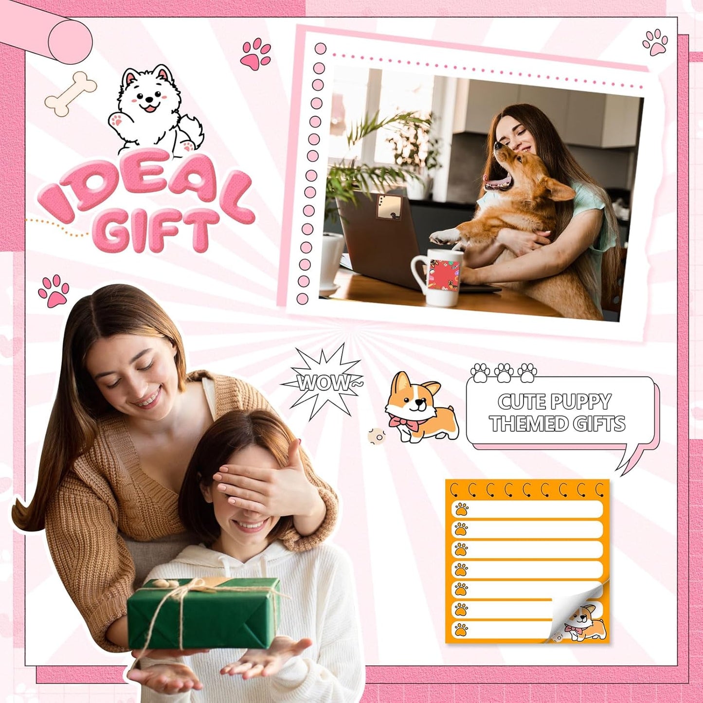 9 Pads Dog Sticky Notes 3x3 Inch Cute Self Stick Notepads Notes Adhesive Memo Pad Office Decor Gifts for Students School Teacher Meeting Office Supplies