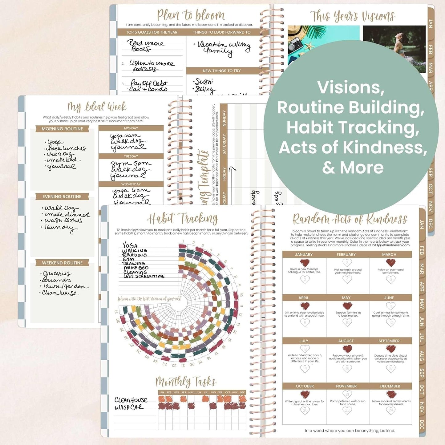 bloom daily planners 2026 Planner (January - December) Calendar Year Organizer - 5.5” x 8.25” - Weekly & Monthly Agenda Book with Stickers & Bookmark - Checkered