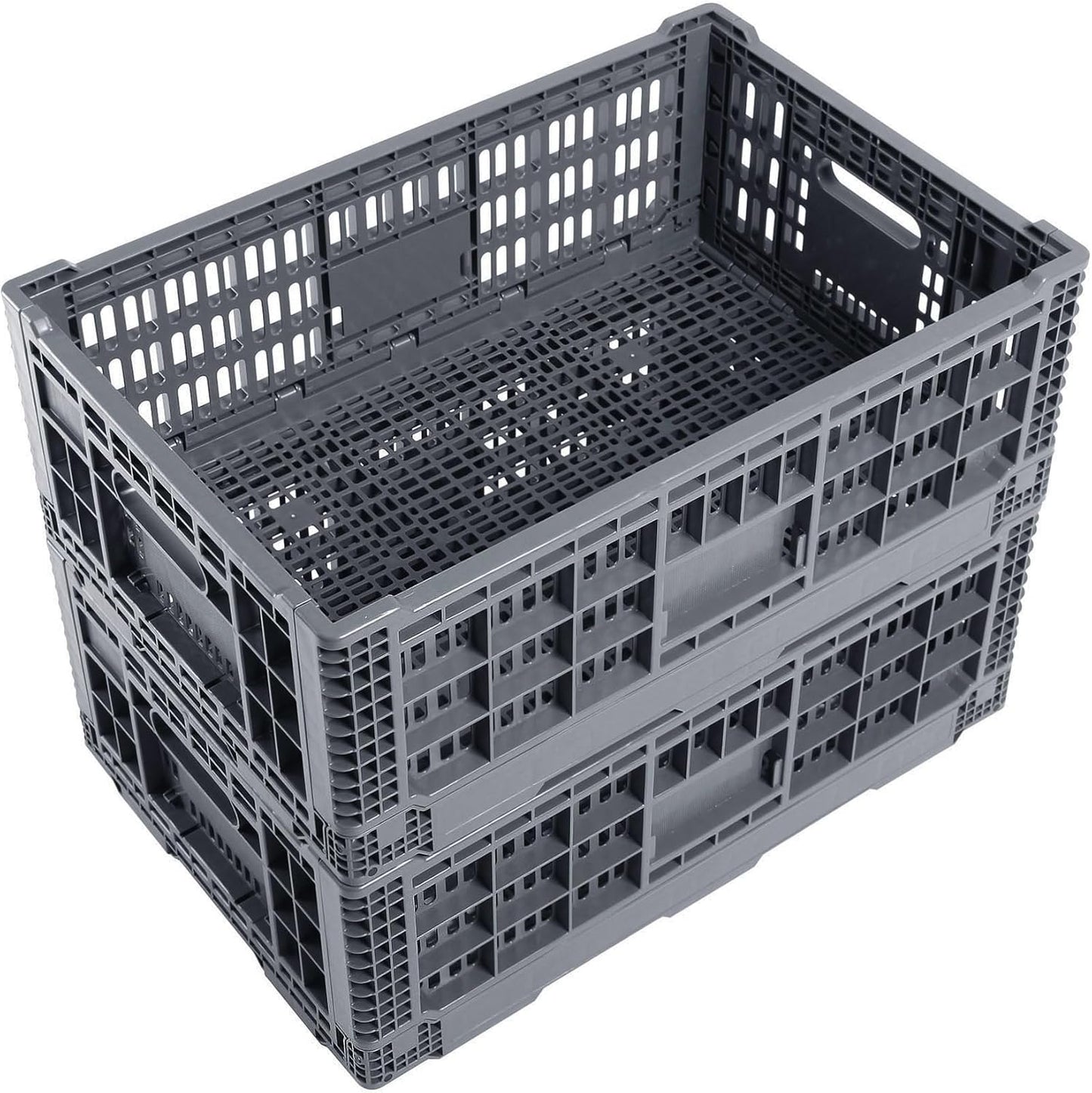 Generic Collapsible Storage Crate, 52 Liter Heavy Duty Plastic Storage Box, Milk Crates Heavy Duty Transit Storage, Gray (2)