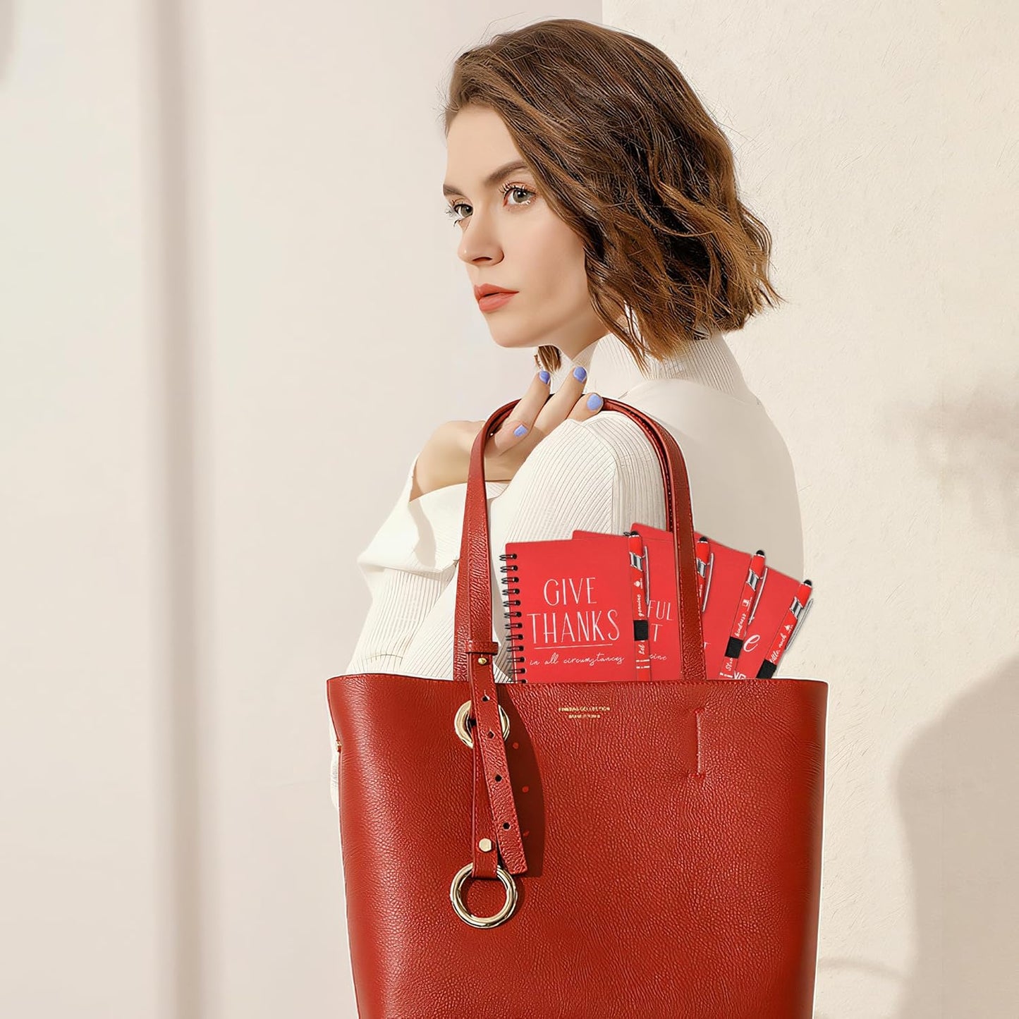 INSADA Christian Prayer Journal Spiral Red Notebooks Bulk with Pens- Small Notepads (4.13”x5.43”) - Christmas Gifts for women, Church Members & Bible Study Groups (30 Sets Red)