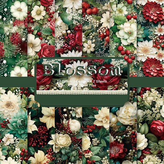 YASMEN Single-Sided Scrapbook Paper Pad - 6x6 Flower Cardstock Paper Pad Pads for Card Making, Scrapbooking, Greeting Cards, Junk Journal, Planners, Art Collage - 24 sheets