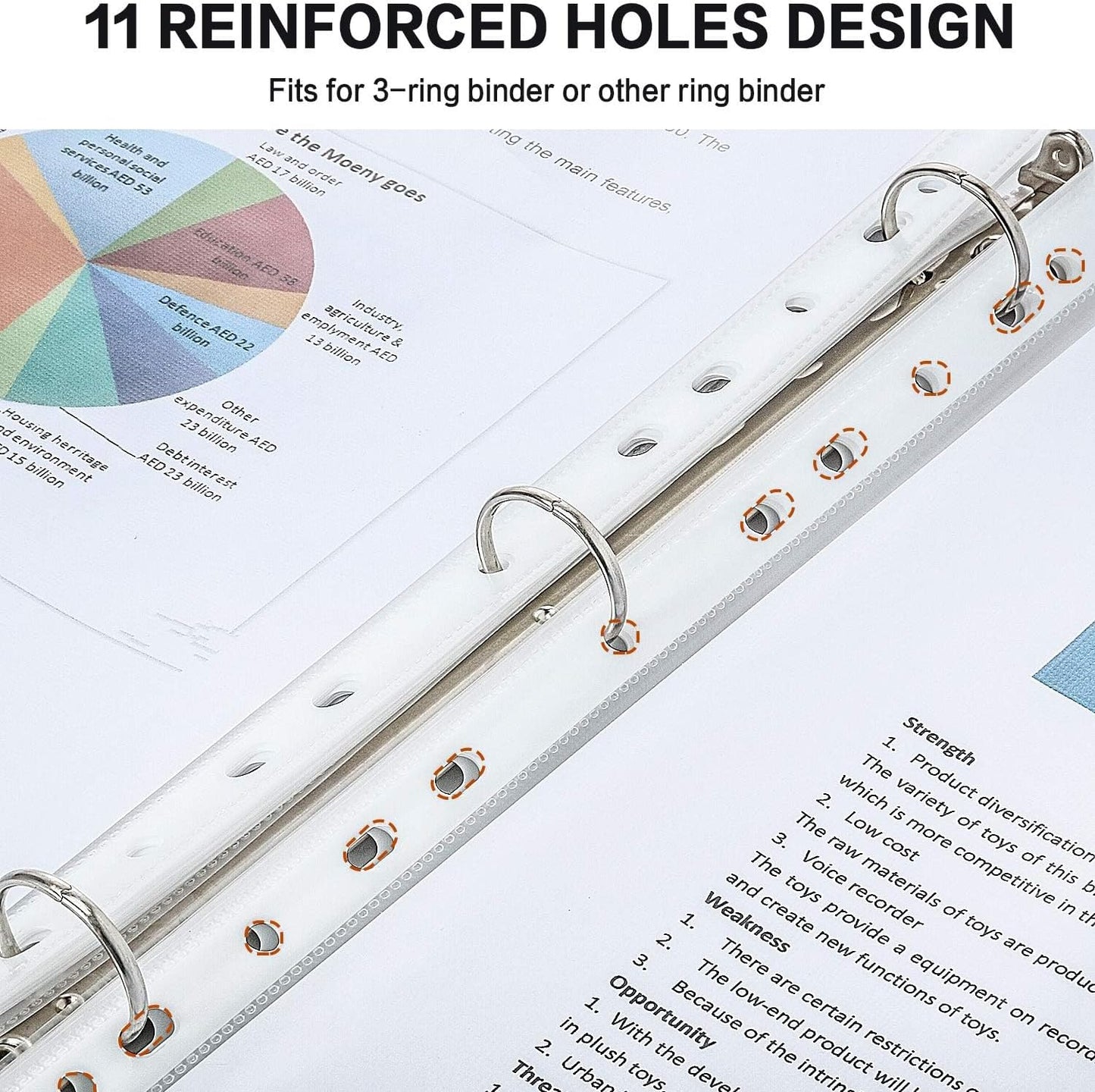 Sheet Protectors, PANDRI 1000 Pack Clear Heavy Duty Plastic Page Protectors Sheet Reinforced 11-Hole Fit for 3 Ring Binder Fits Standard 8.5 x 11 Paper, 9.25 x 11.25 Top Loaded, Excluding Acid