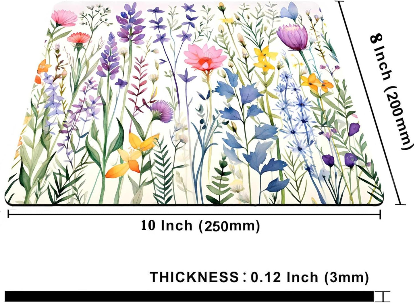 Beautiful Floral Plants Mouse Pad,Purple Flowers Mouse Pads for Desk,Soft Cute Computer Mouse Mat Washable Mousepad Computer Mouse Pads for Women,Square Waterproof Non-Slip Rubber Base MousePads