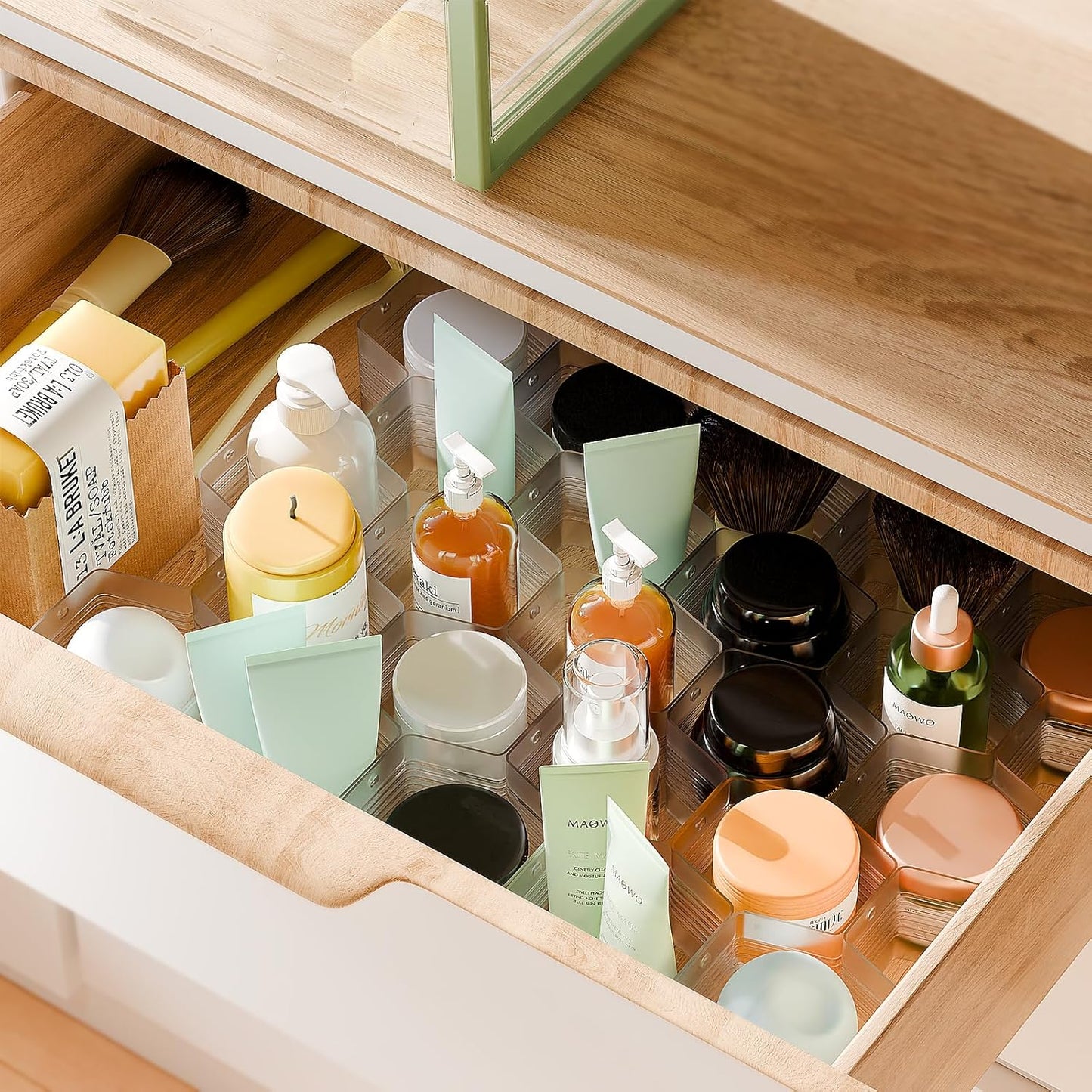 Honeycomb Separator Adjustable Drawer Organizer Divider for Underwear Belt-Scarf Socks Organizer (Gray(4pcs))