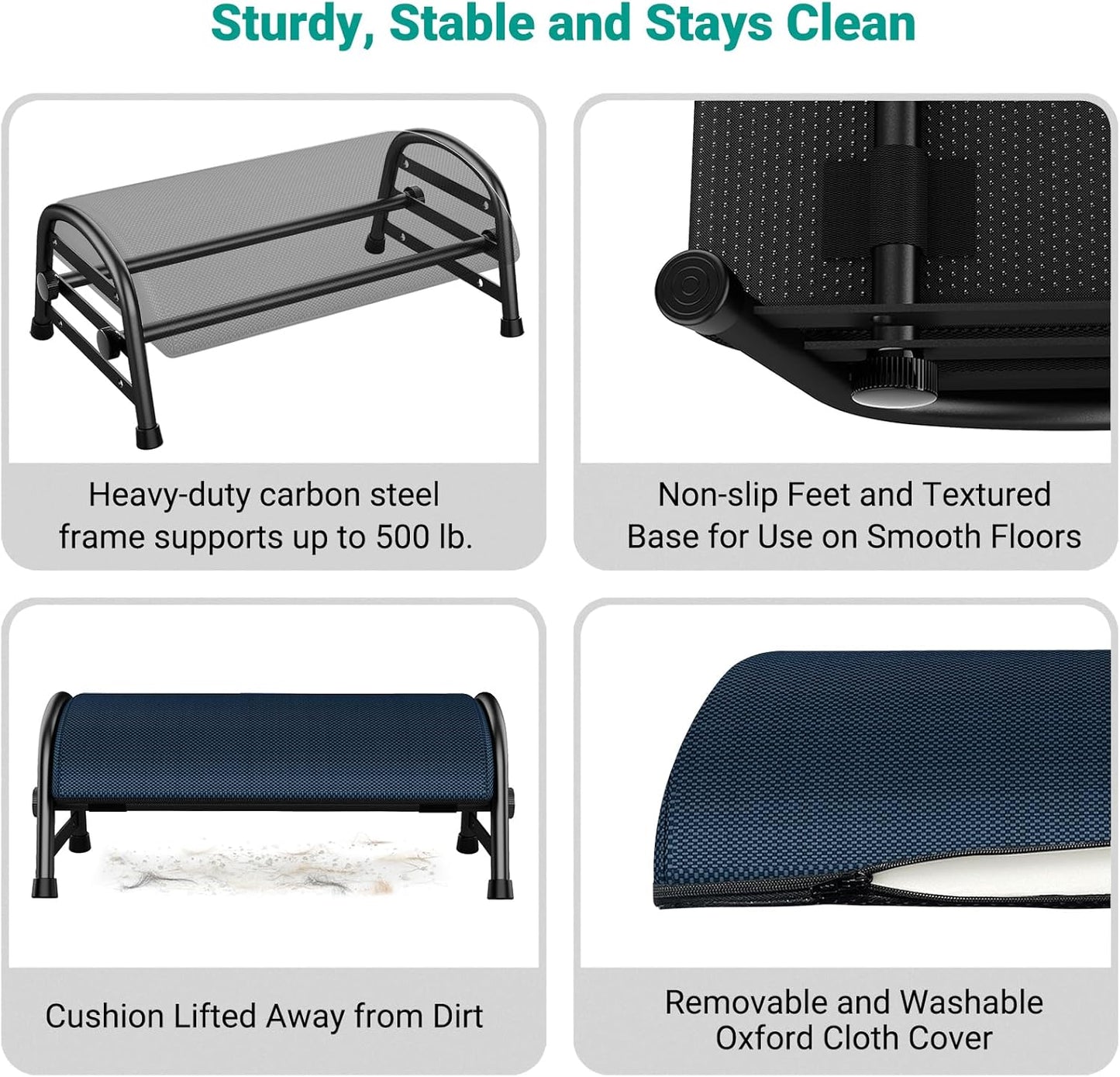 Adjustable Foot Rest for Under Desk at Work, Ergonomic Under Desk Footrest with 6 Positions, Foot Stools for Under Office Desk Chair, Leg Rest for Home, Car, Computer, Gaming Accessories