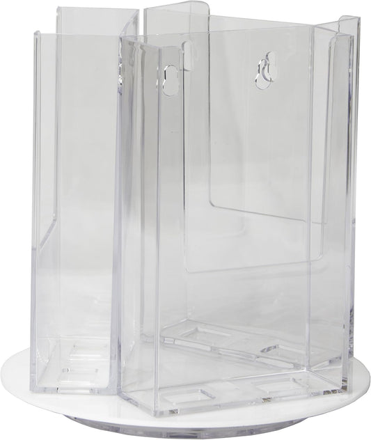 Clear-Ad - RLT-49 - 3 Acrylic Rotating Trifold Brochure Holders for 4" Literature Display - Pamphlet Holder and Magazine Organizer