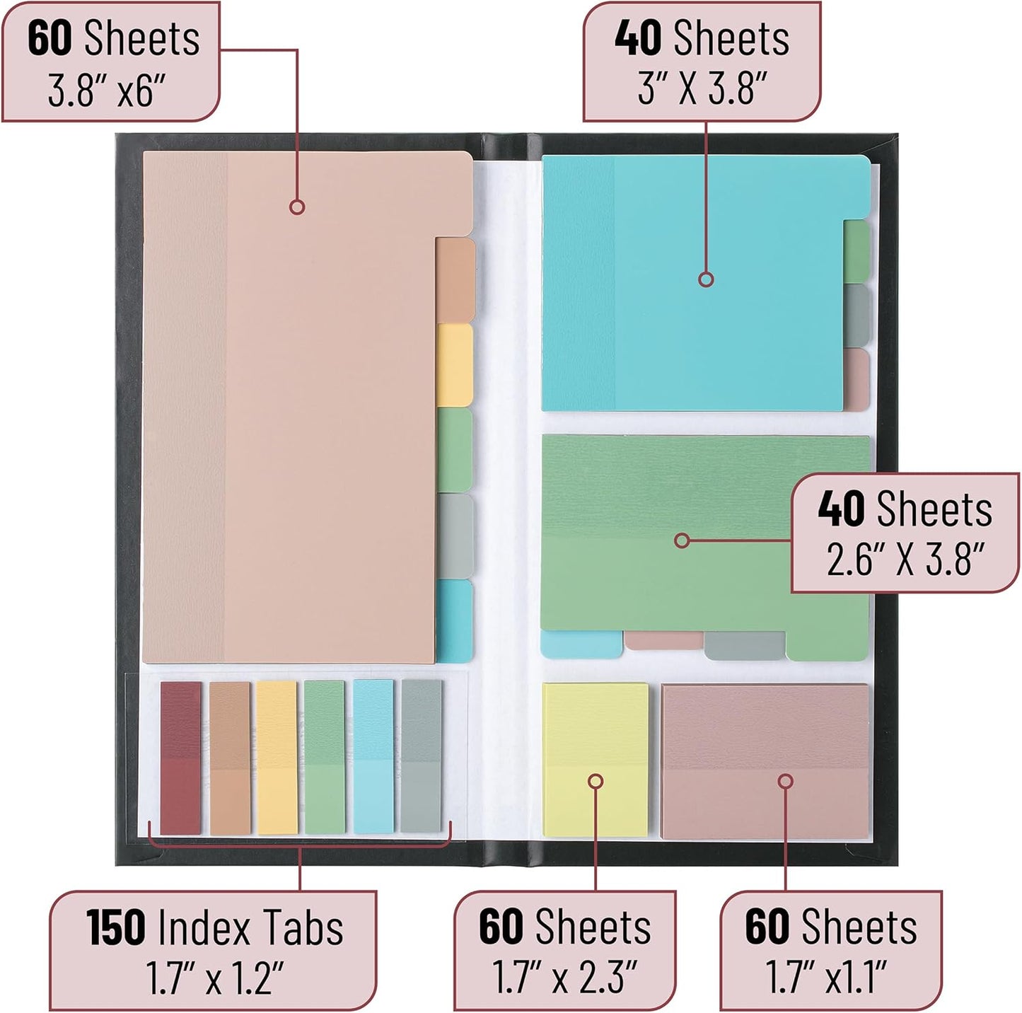 Mr. Pen- Transparent Sticky Note Set, 410 Pack, Morandi Colors, Transparent Sticky Notes Tabs, Christmas Gift