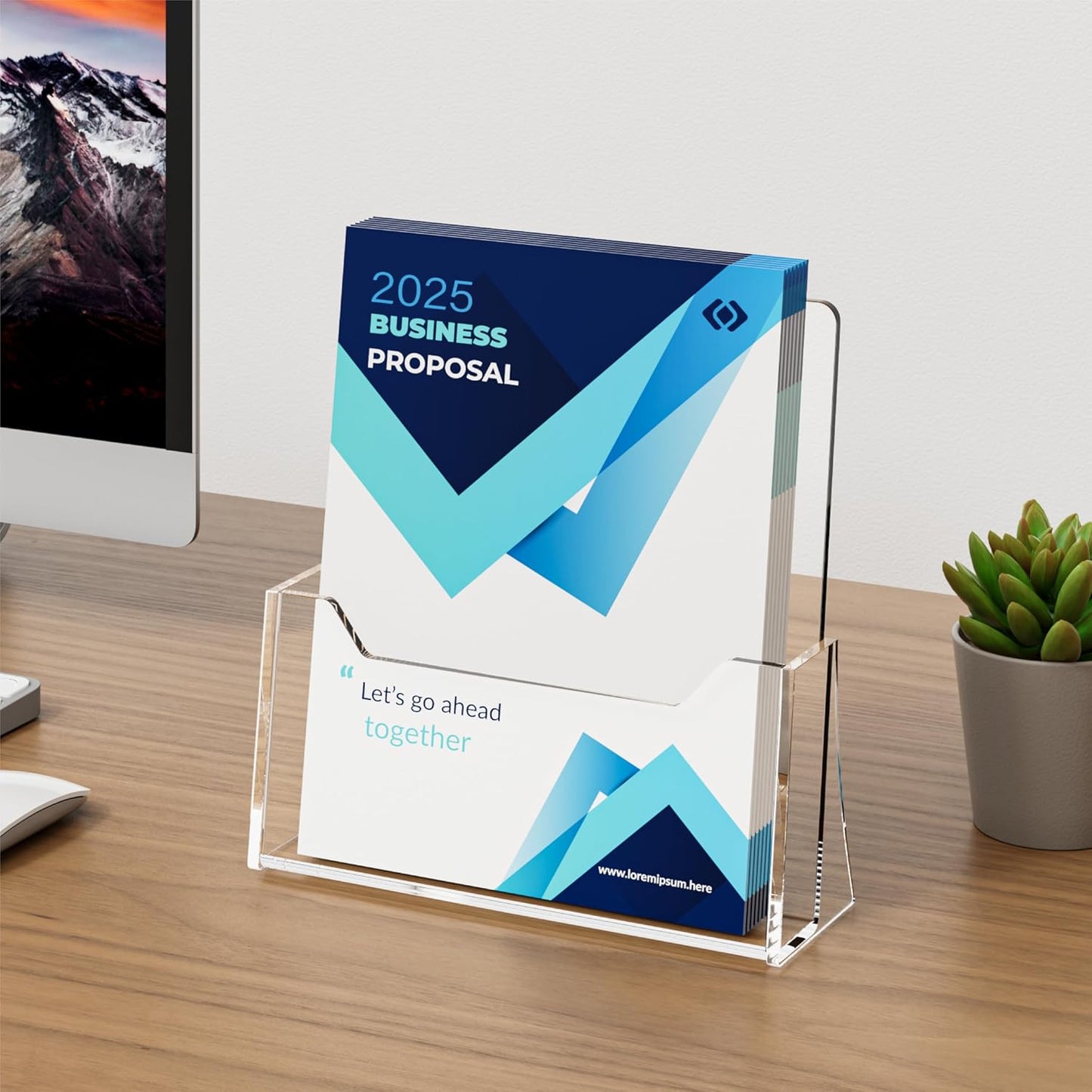 Acrylic Brochure Holder 8.5 x 11 inch 4 Pack, Clear Acrylic Plastic Flyer Holders for Literature Magazine Pamphlet Booklet Menu Journals Display Stand Desk Holder Countertop Organizer