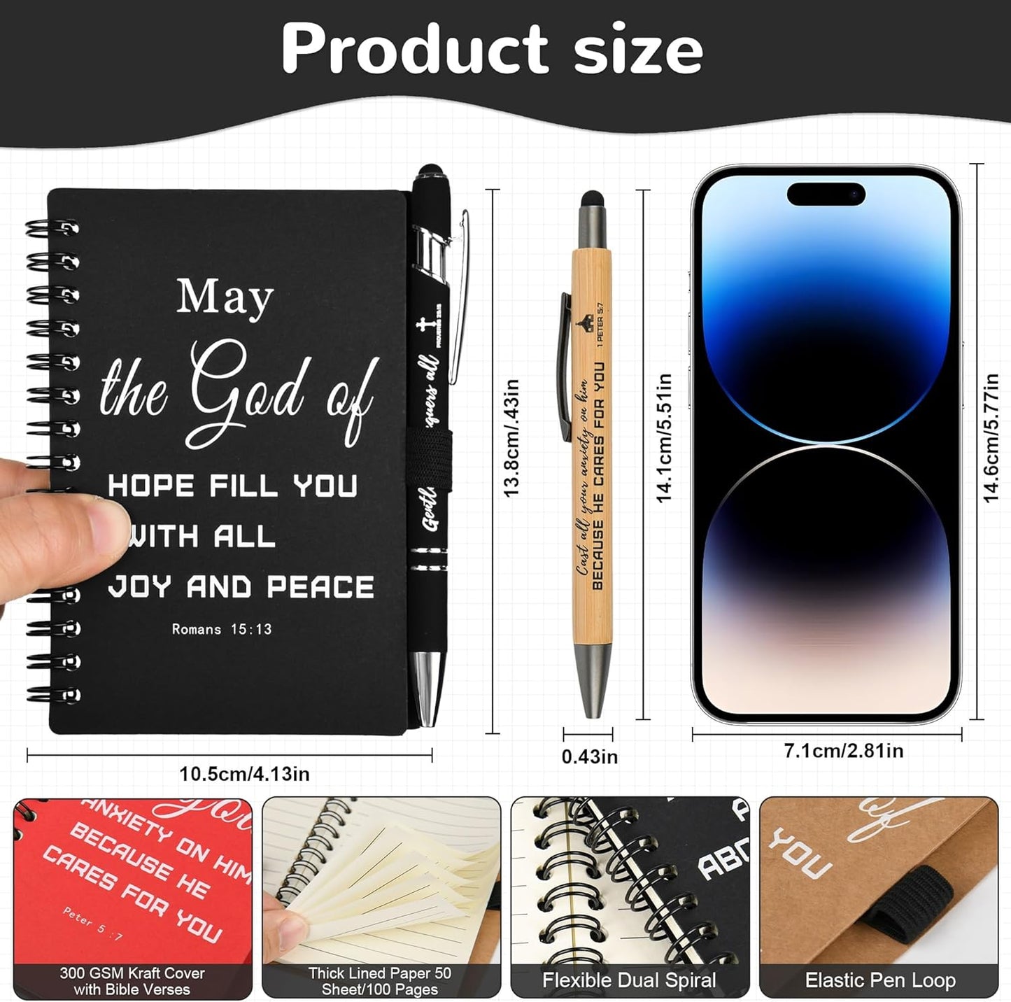 INSADA Christian Prayer Journal Spiral Notebooks Bulk with Pens - Small Notepads (4.13”x5.43”) - Christmas Gifts for Women men,Church Members & Bible Study Groups (30 sets multicolor)