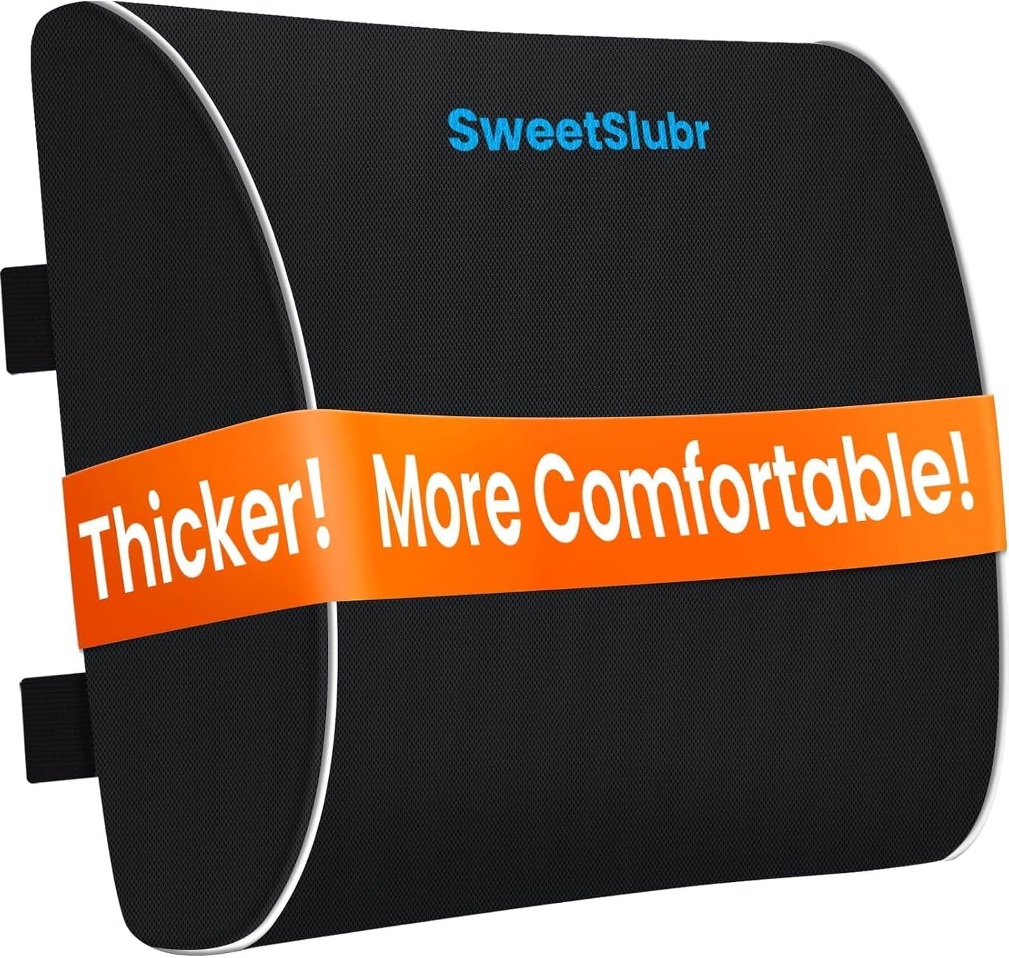 Lumbar Support Pillow for Office Chair & Car Seat, Ergonomic Memory Foam Back Support for Lower Back Pain Relief, Double Adjustable Straps, Breathable Washable Cover, Black