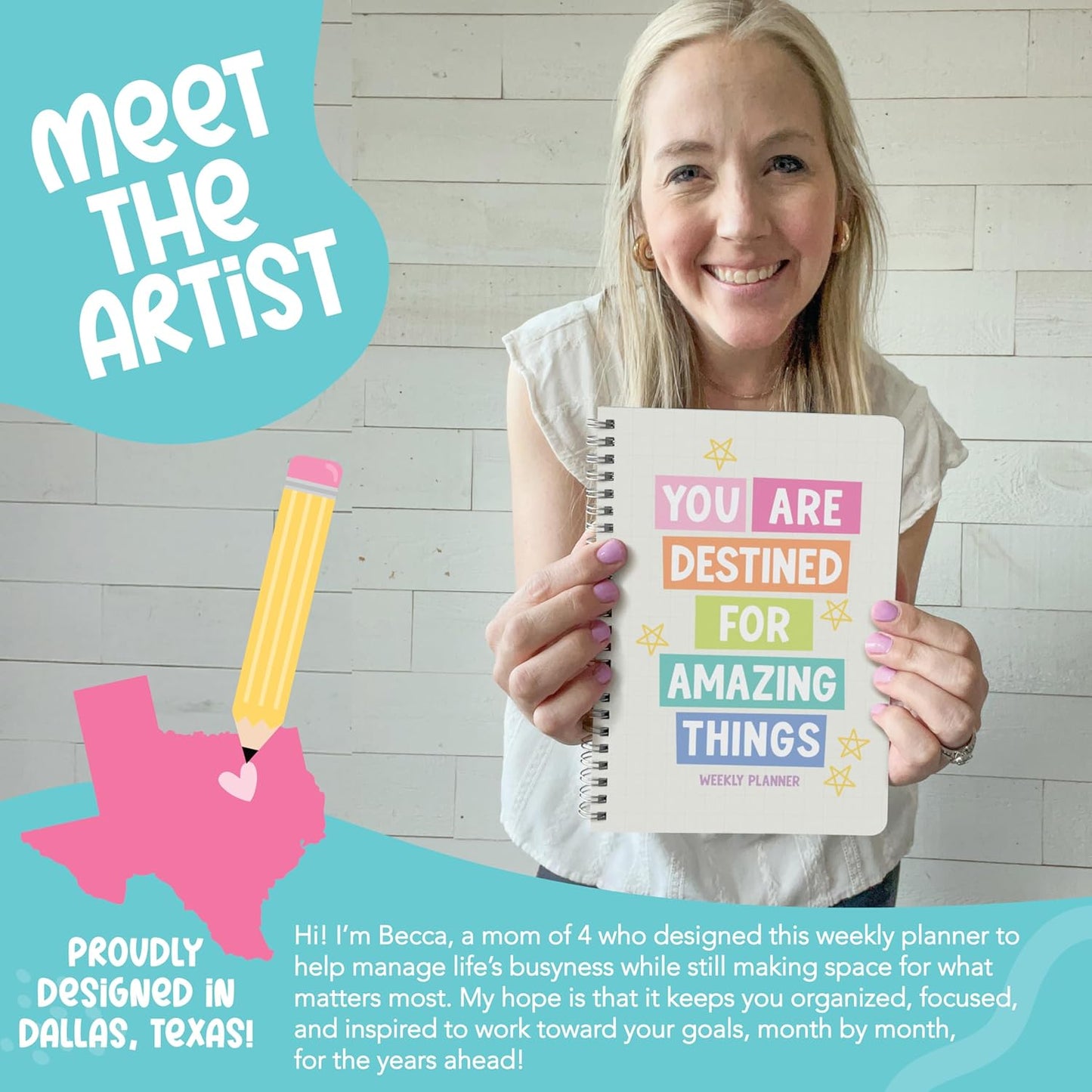 Undated Planner Weekly and Monthly - Spiral Undated Weekly Planner for Kids & Adults, Week Planners Habit Tracker, Goal Planners Notebook for Work, Agenda Planning Notebook