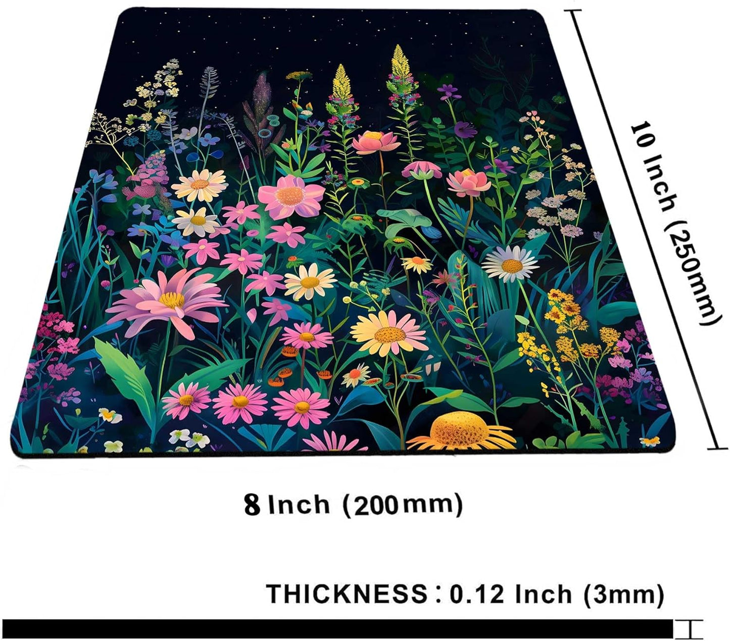Black Beauty Folral Flowers Plants Mouse Pad,Brightly Colored Unique Design Computer Mousepad with Non-Slip Rubber Base for Women,Washable Mousepads Computer Mouse Pads for Desk Laptop