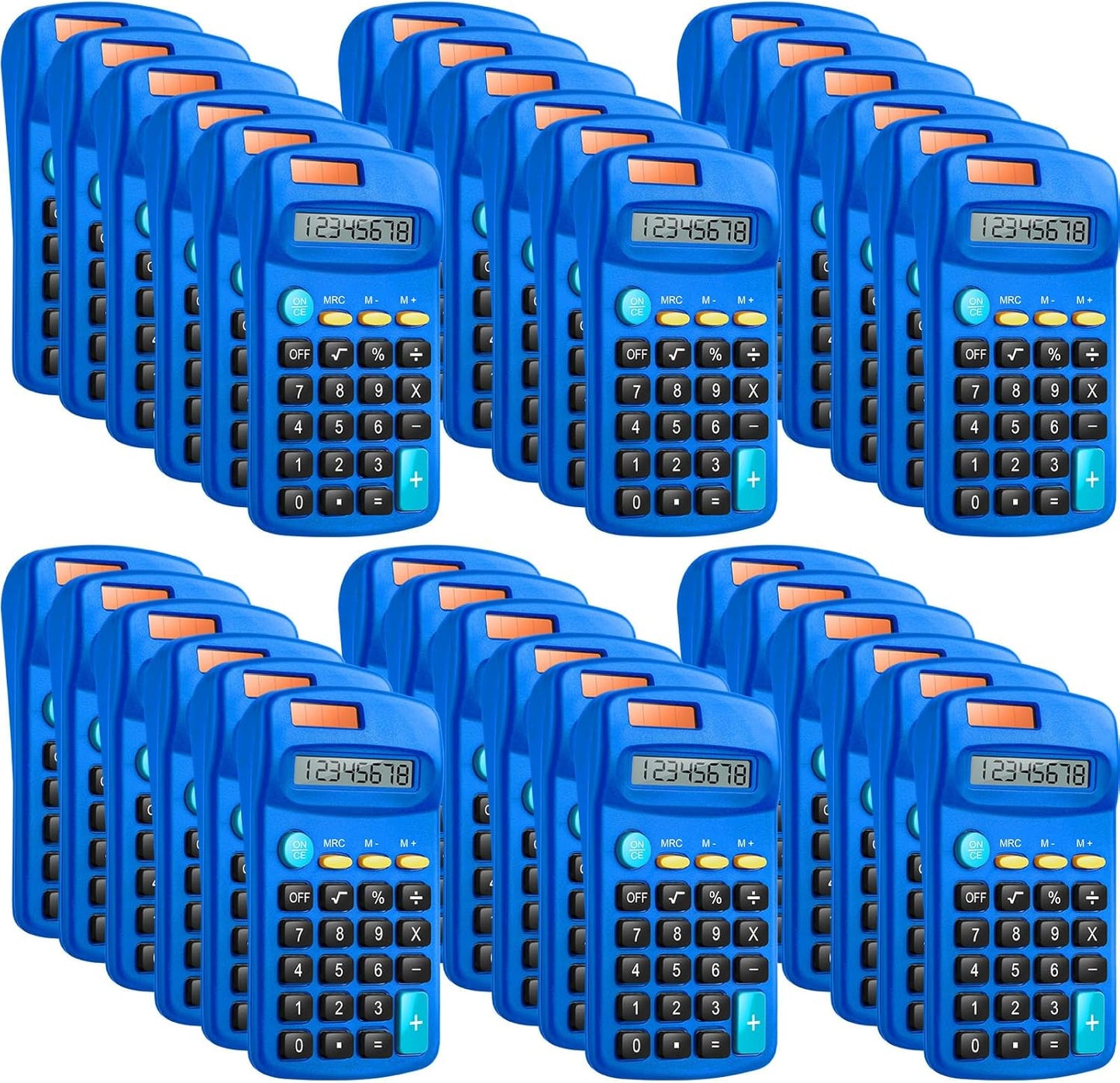36 Packs Pocket Size Mini Blue Calculator Basic Calculators for Handheld Angled Students 8 Digit Display Solar Battery Dual Power Small Calculator for Students Kids Home Office