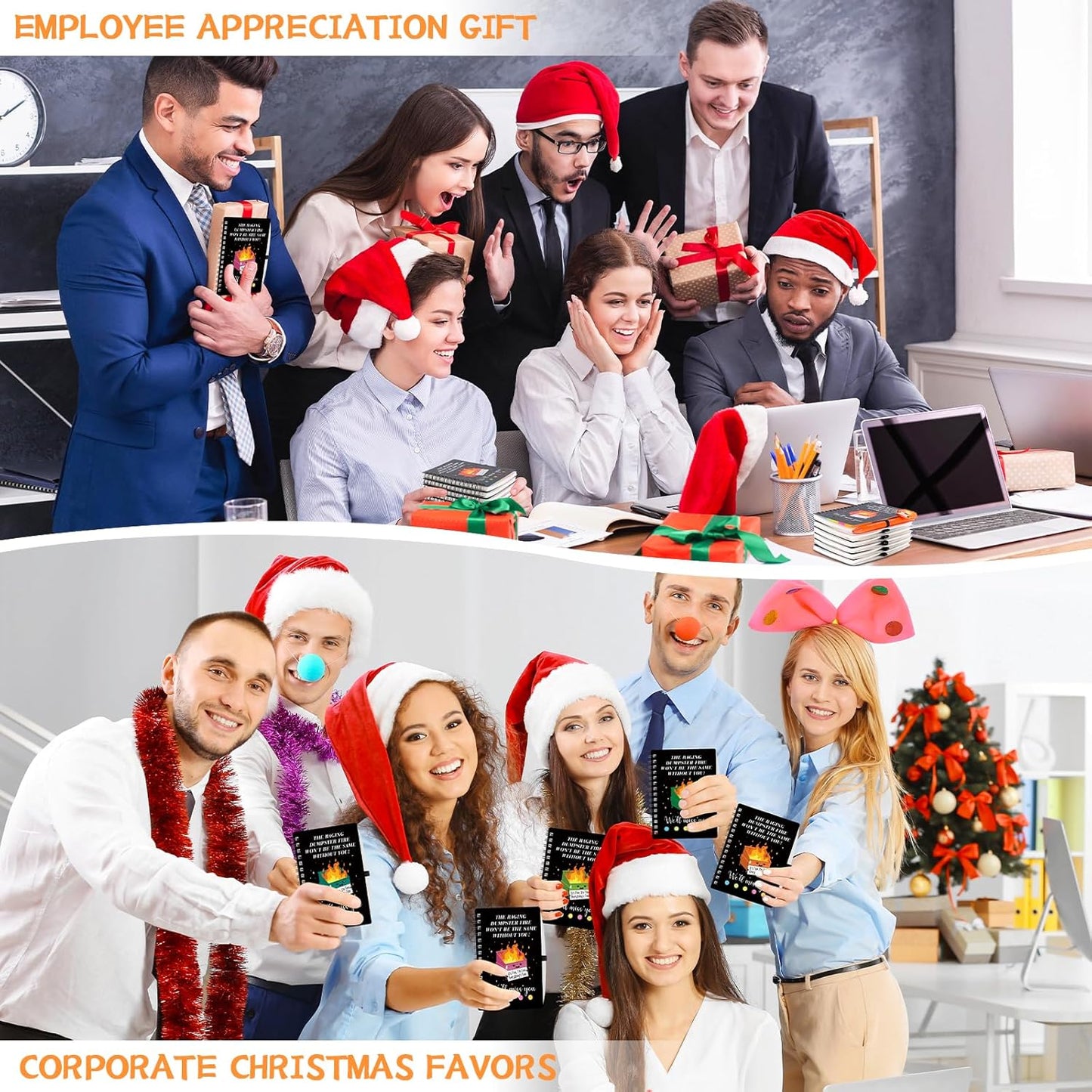 24Pcs Going Away Gifts-Dumpster Fire Notebook with Ballpoint Pens Pocket Journals Notepads Spiral Notebook with Sticky Note Emotional Support Gifts Appreciation Gifts for Coworkers Leaving Job Office