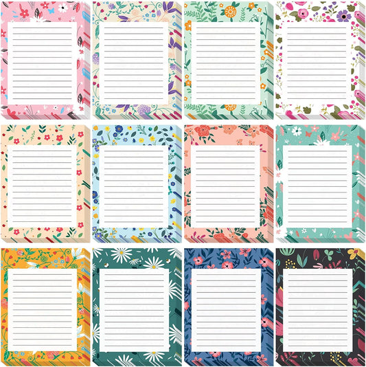 12 Pieces Flower Theme Sticky Notes Flower to Do List 3x4 Inch Floral Memo Pads for Floral Gift Adhesive Notepads for Office Home School Party Supplies Birthday Gift, 12 Styles