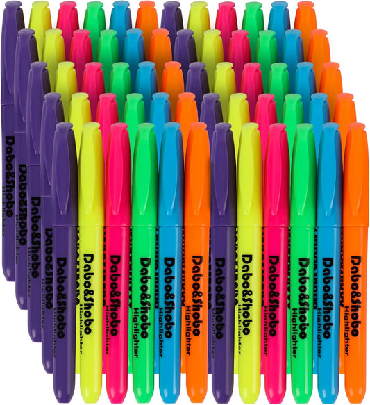 Dabo&Shobo Highlighters, 60 Bulk Pack Highlighter, Assorted Colors, Chisel Tip, Quick Drying For Highlighting