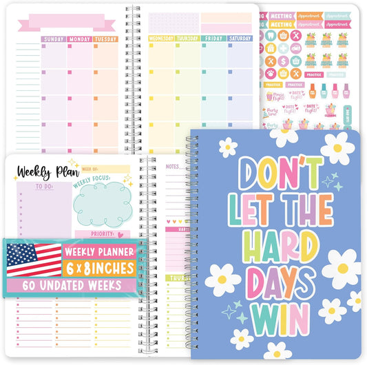 Undated Planner Weekly and Monthly - Spiral Undated Weekly Planner for Kids & Adults, Week Planners Habit Tracker, Goal Planners Notebook for Work, Agenda Planning Notebook