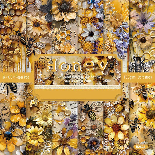 YASMEN Scrapbook Paper Pad, 24 Pcs Scrapbooking Supplies, 6"×6”Single-Sided Patterned Cardstock Pads, Cardmaking Craft Paper Pack for Planners Journals Background Borders Greeting Cards Retro Crafts