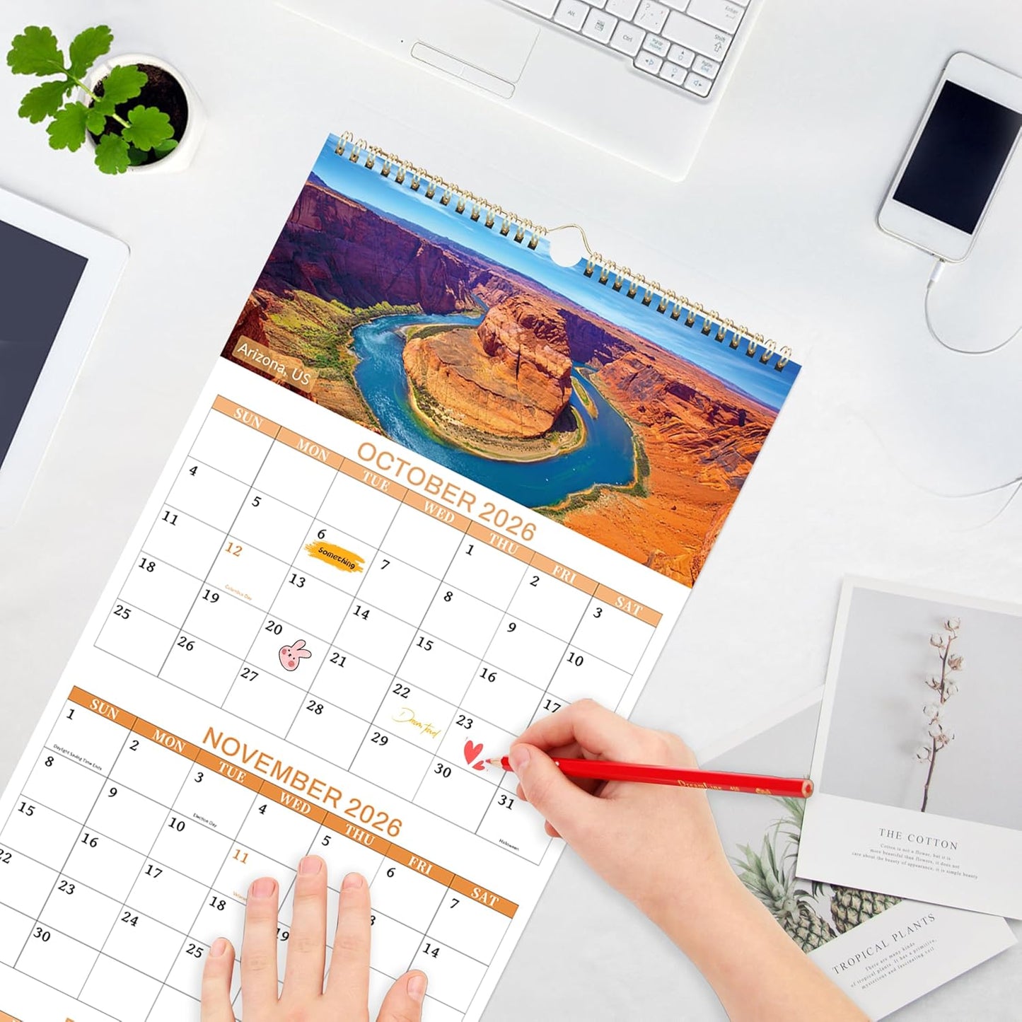 2026 Calendar - 3 Month Calendar 2026 Wall Calendar, 14 Months December 2025-January 2027, Vertical 3-Month Display Calendars 2026, 12 Unique Patterns 3 Month Wall Calendars 2026, 12"×26"