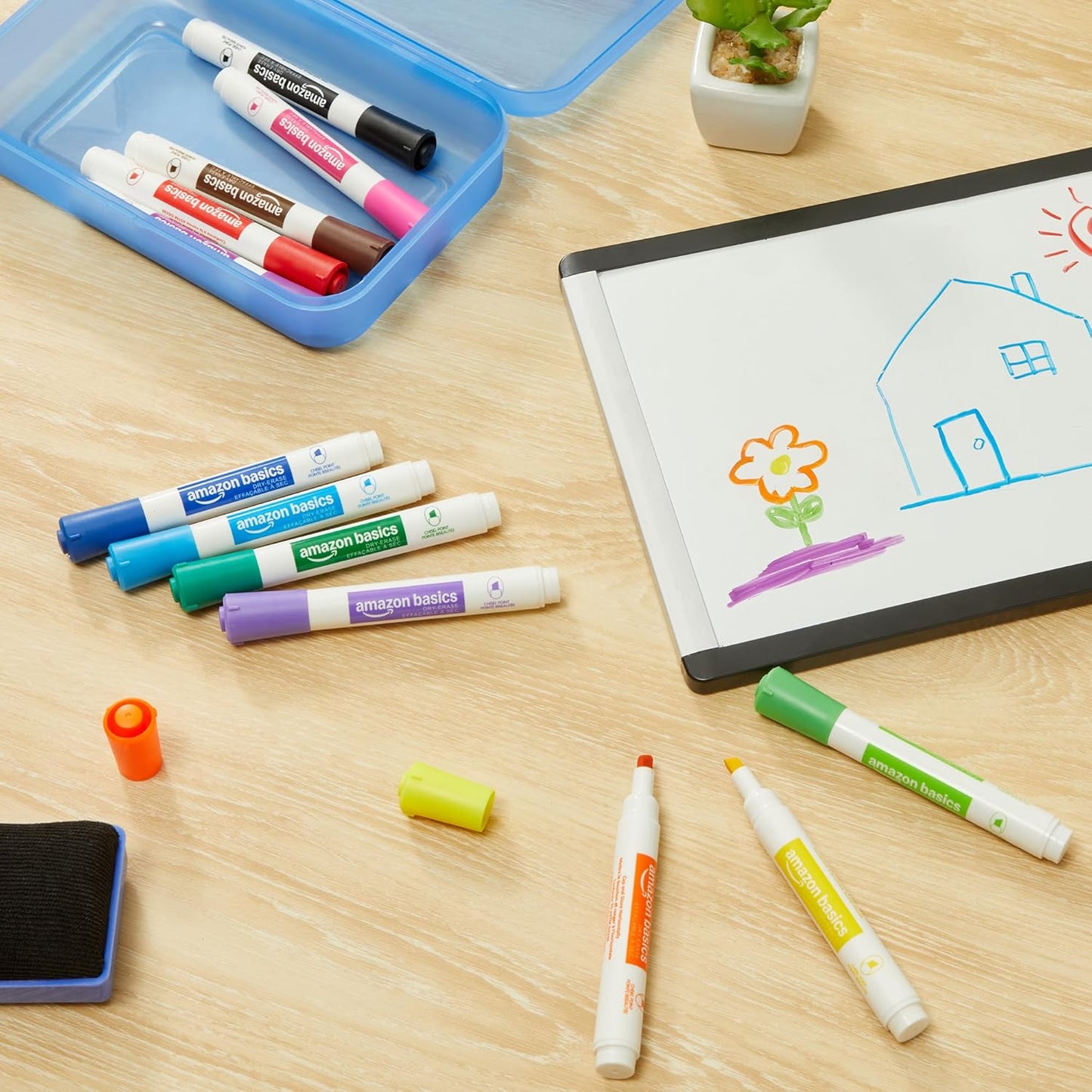 Amazon Basics Low-Odor Dry Erase Whiteboard Markers, Chisel Tip, 12 Assorted Colors, 36 Count