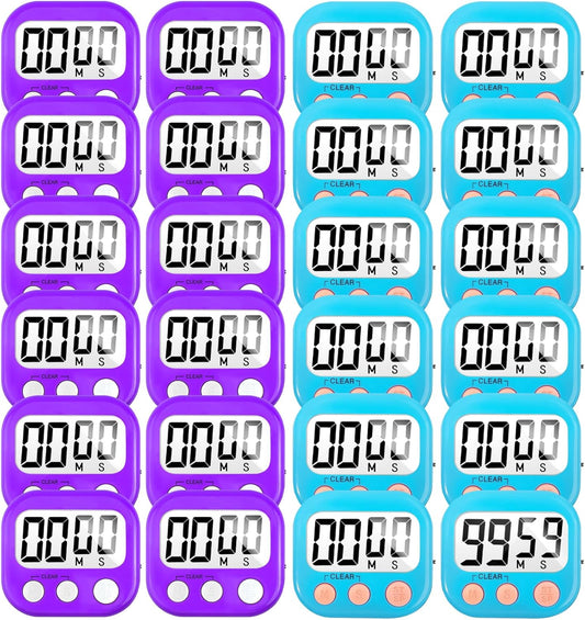 24 Pack Digital Kitchen Timer Small Classroom Timers for Kids Teachers (Blue&Purple)