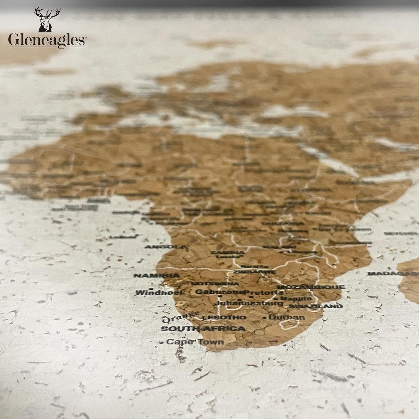 World Map Pin Board Travel Map Gray Frame | Framed Pinboard | Cork Wooden Design | 70 Push Pins Included | 14.2'' x 21.2'' Personalised Home Wanderlust Decor for Travelers