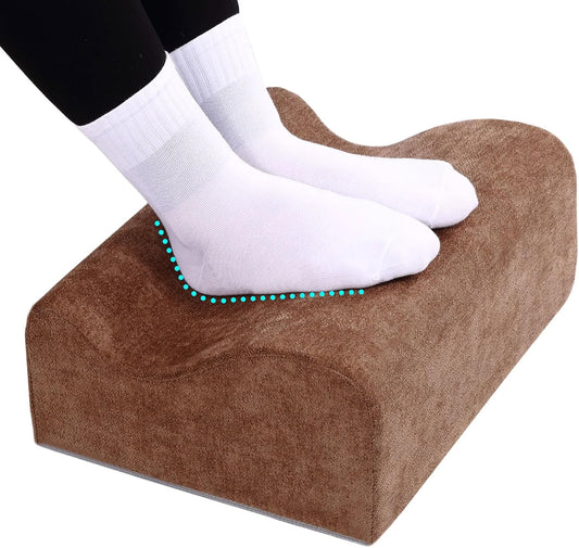 Foot Rest for Under Desk at Work, Ergonomic Under Desk Footrest with Washable Cover, Memory Foam Foot Stool for Office Chair & Gaming Chair, Back & Hip Pain Relief, Brown
