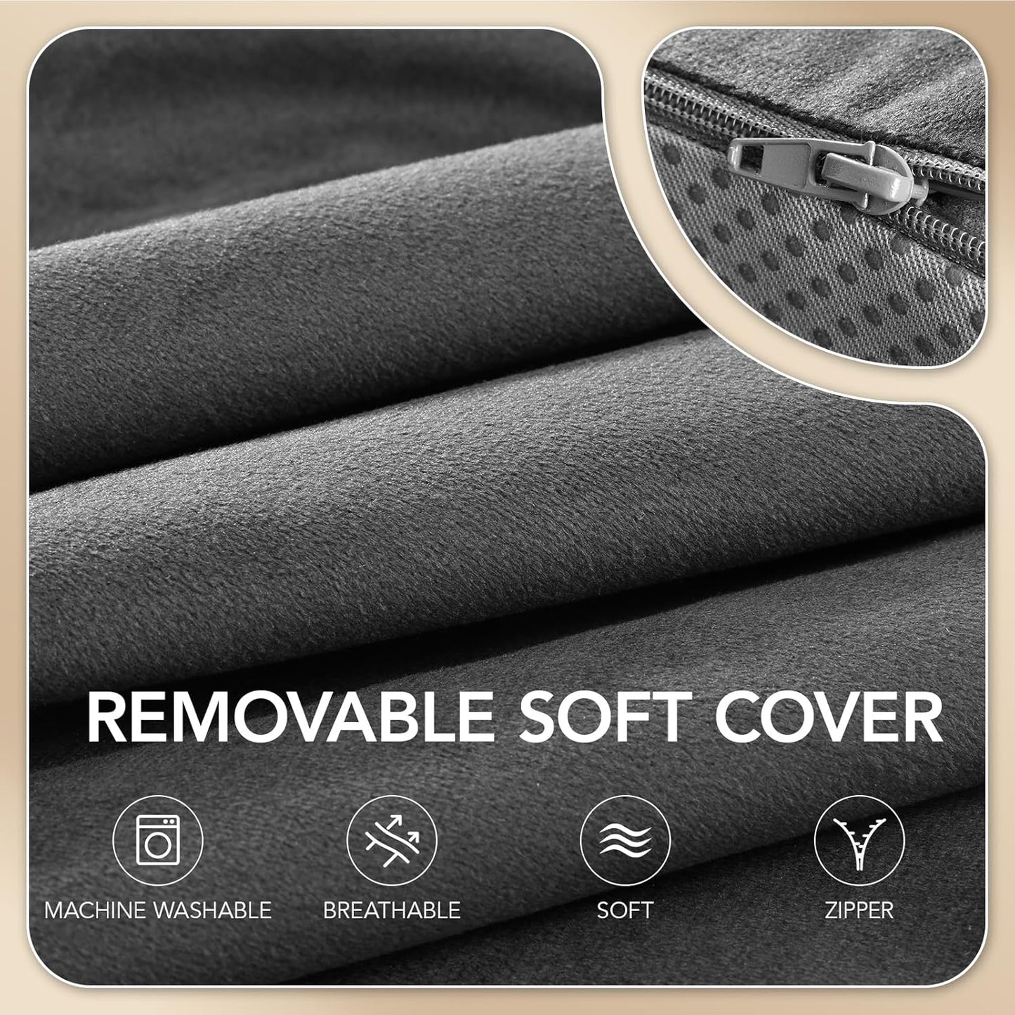 Lumbar Support Pillow for Recliner,Large Memory Foam Back Support Cushion for Sofa & Gaming Chair, Ergonomic Backrest Pillow for Elderly, Comfortable Couch Cushion with Machine Washable Cover,Gray