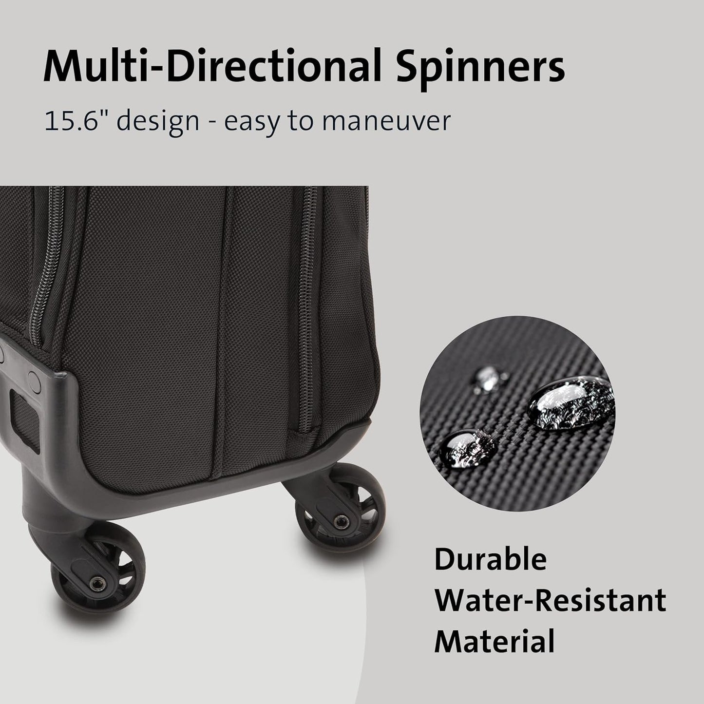 Kensington Contour 2.0 Laptop Rolling Bag, Briefcase, Laptop Spinner, Laptop Roller Bag wheeled,15.6”, Water Resistant, Black (K60380WW)