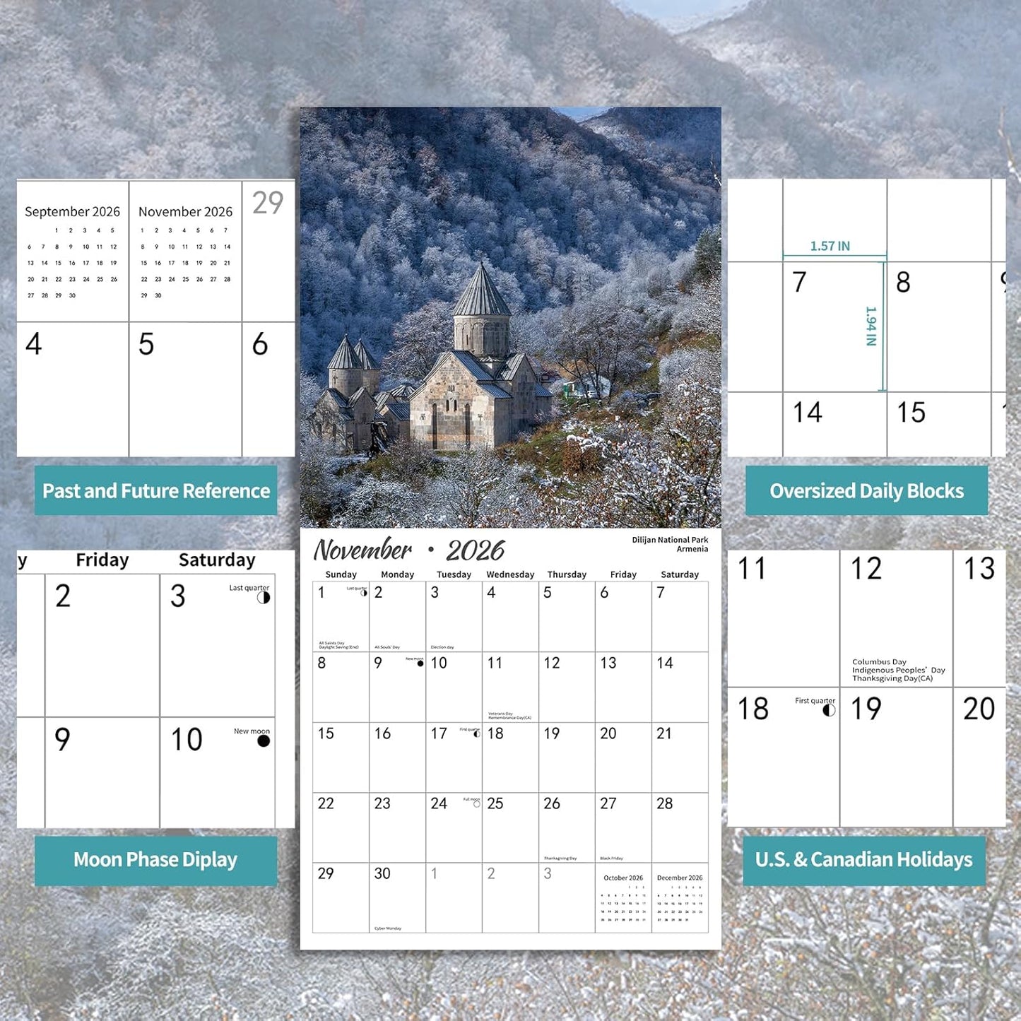 2026 Wall Calendar NATIONAL PARKS | 12 Month Hangable Nature Calendars | 12" x 24" (Open) | Thick & Sturdy Paper for Organizing & Planning | Giftable | NATIONAL PARK