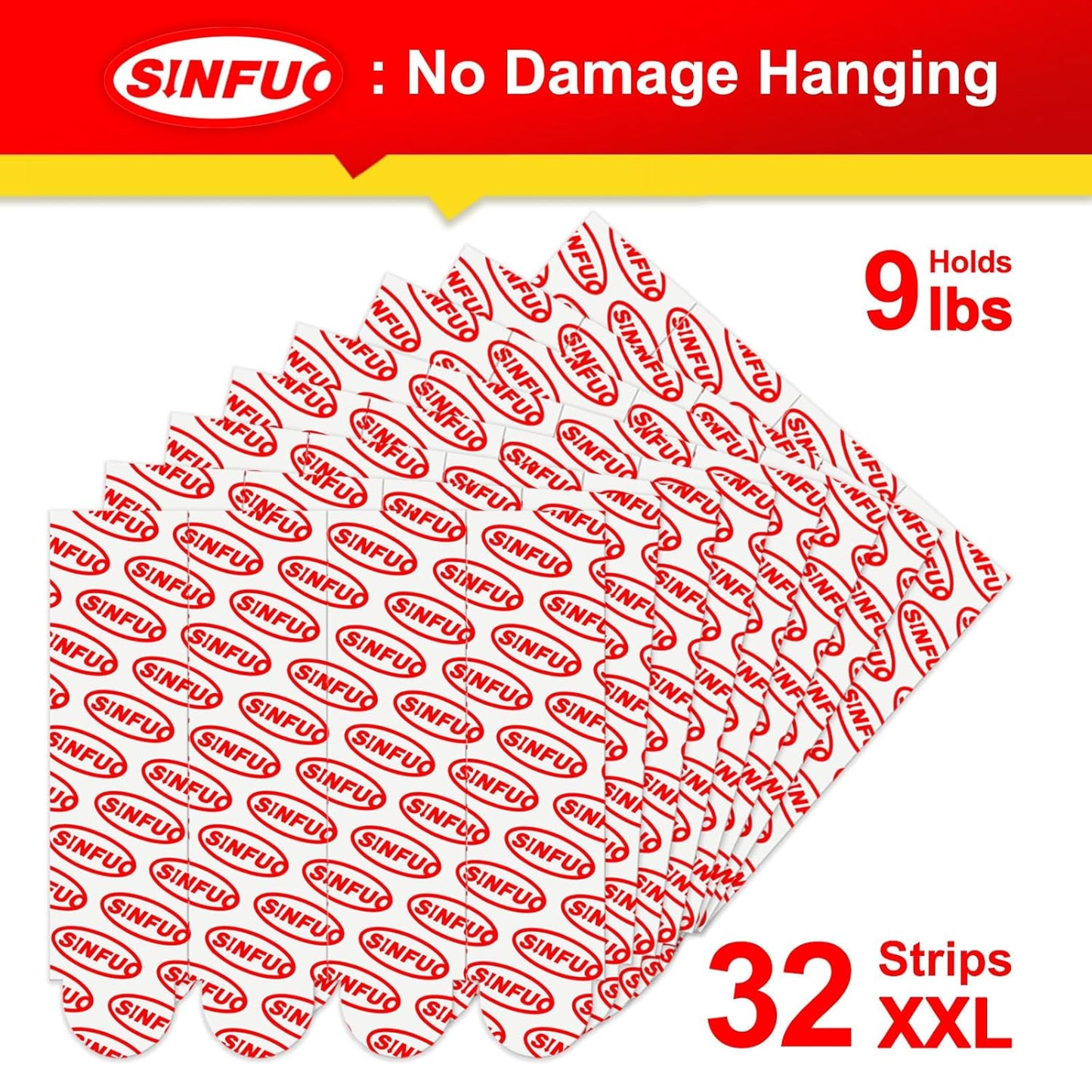 Damage Free Adhesive Strips for Frame, 32 XX-Large Picture Hanging Strips Refill, Removable Picture Hanger for Poster，Double Sided Tape Wall Sticky Heavy Duty Variety Pack