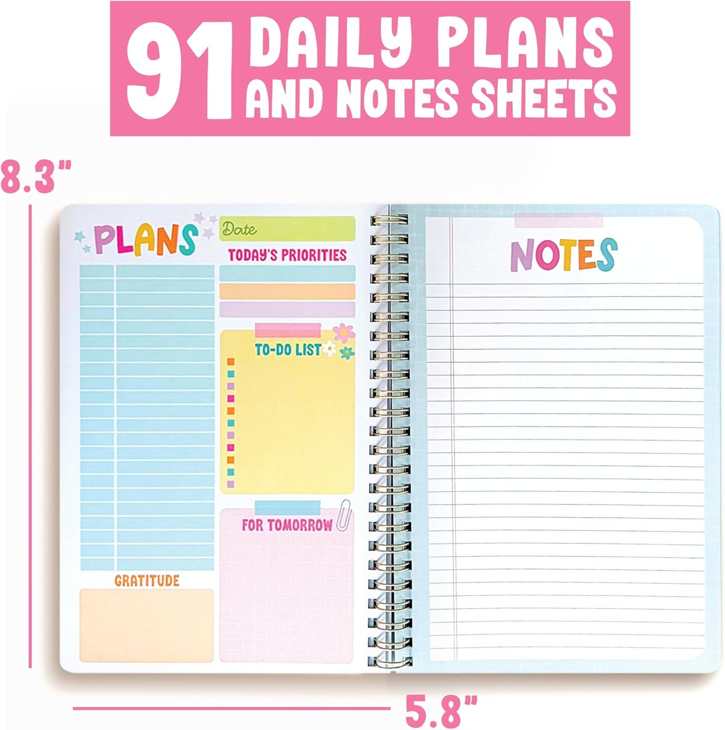 Undated Daily Planner Notebook - Undated Planner Notebooks, Daily To Do List Planners, To Do List Notebook for Work Organization, Day Schedule Planners for Kids and Adults