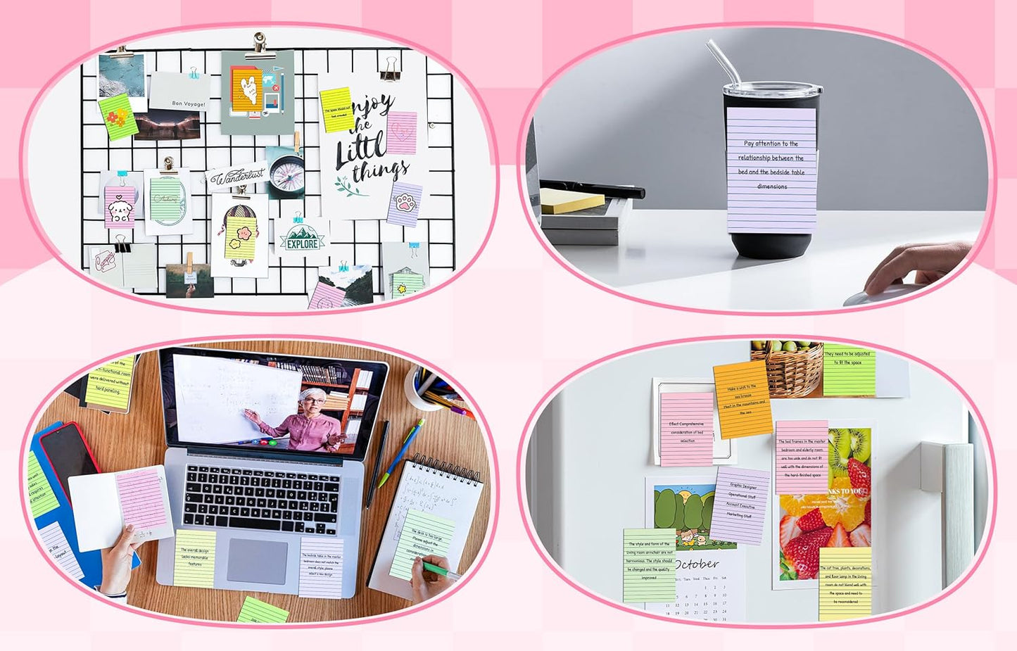 (15 Pads) Lined Sticky Notes 4x6 in Post, 7 Pastel Colors with Lines Self-Stick Note Pad it, Strong Adhesive, Big Rectangular Sticky Pads for Office, Home, School, Meeting