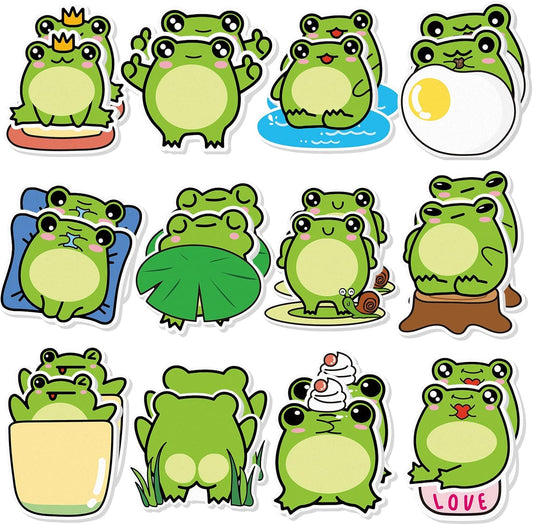Yinder 24 Pads Cute Sticky Notes Fun Kawaii Animal Sticky Notes Pads Bulk Cartoon Memo Self Adhesive Gift for Christmas Veterinary Office School Tab Party Supplies(Frog)