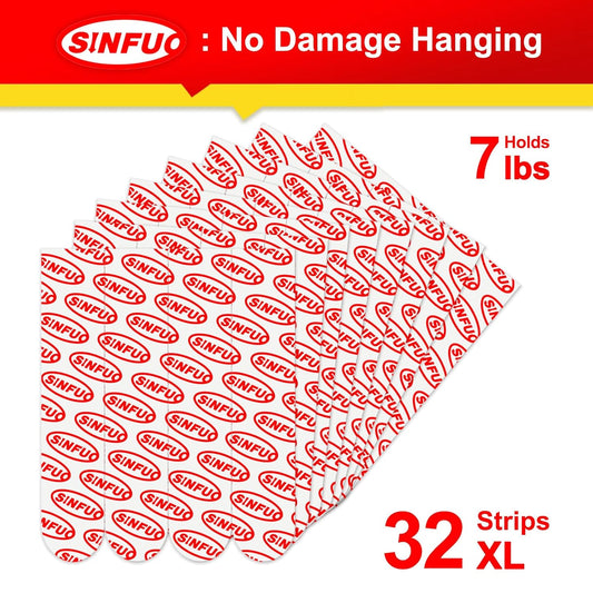 32 X-Large Picture Hanging Strips Refill,No Damage Adhesive Strips for Frame, Removable Picture Hanger for Poster，Wall Sticky Double Sided Tape Heavy Duty Variety Pack