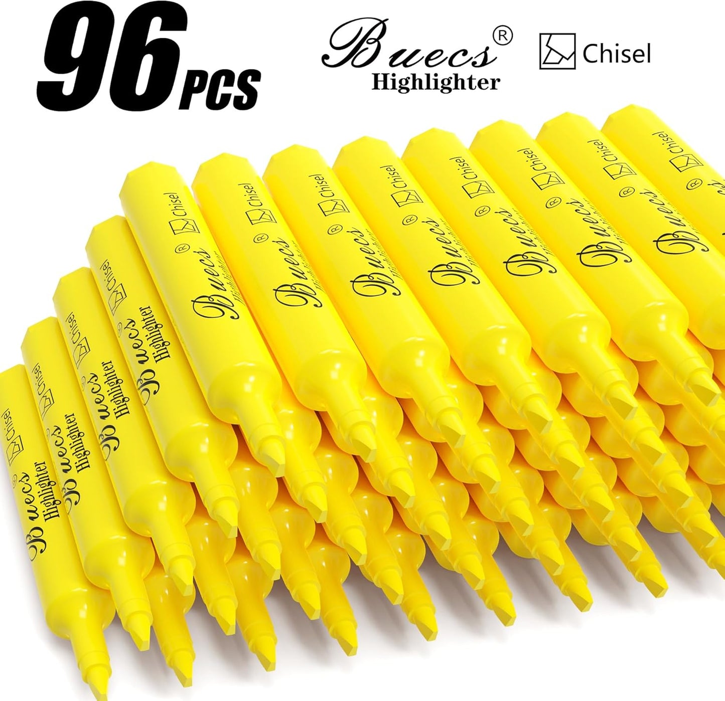 Highlighters Bulk Pack, 96 Count, Chisel Tip,Fluorescent Yellow, suitable for Adults Highlighting Planner Notes, Office School Supplies