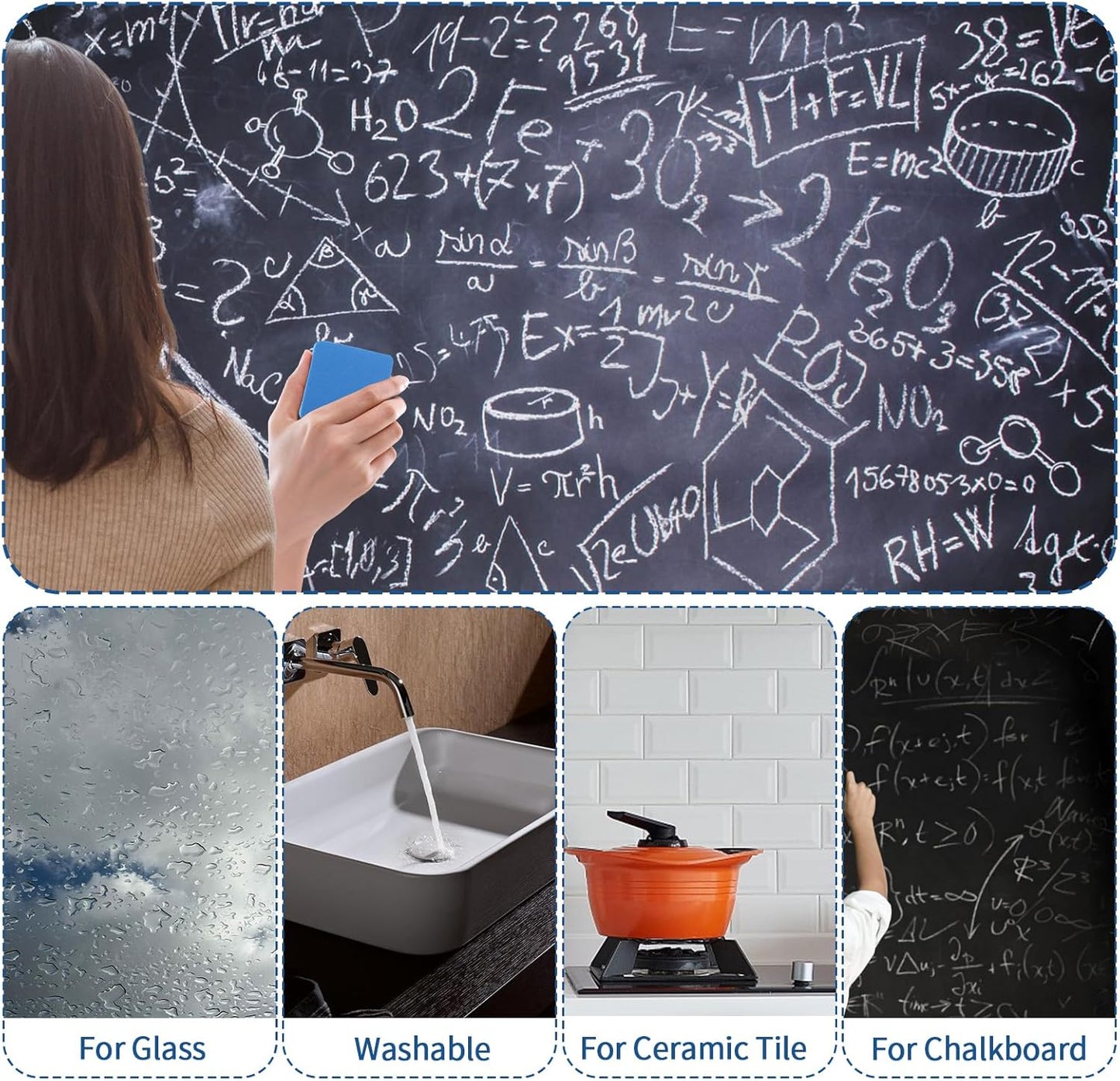 4 Pack Dry Erase Erasers Whiteboard Cleaner Wiper Pads Chalkboard Small Colorful Marker Erase Supplies for Classroom Office Glass White Board Teacher Home Kids Student