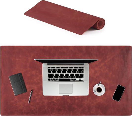 Genuine Leather Desk Mat - Executive Real Leather Desk Pad - Large (18 3/4" X 35 3/4") | Non-Slip Desk Blotter