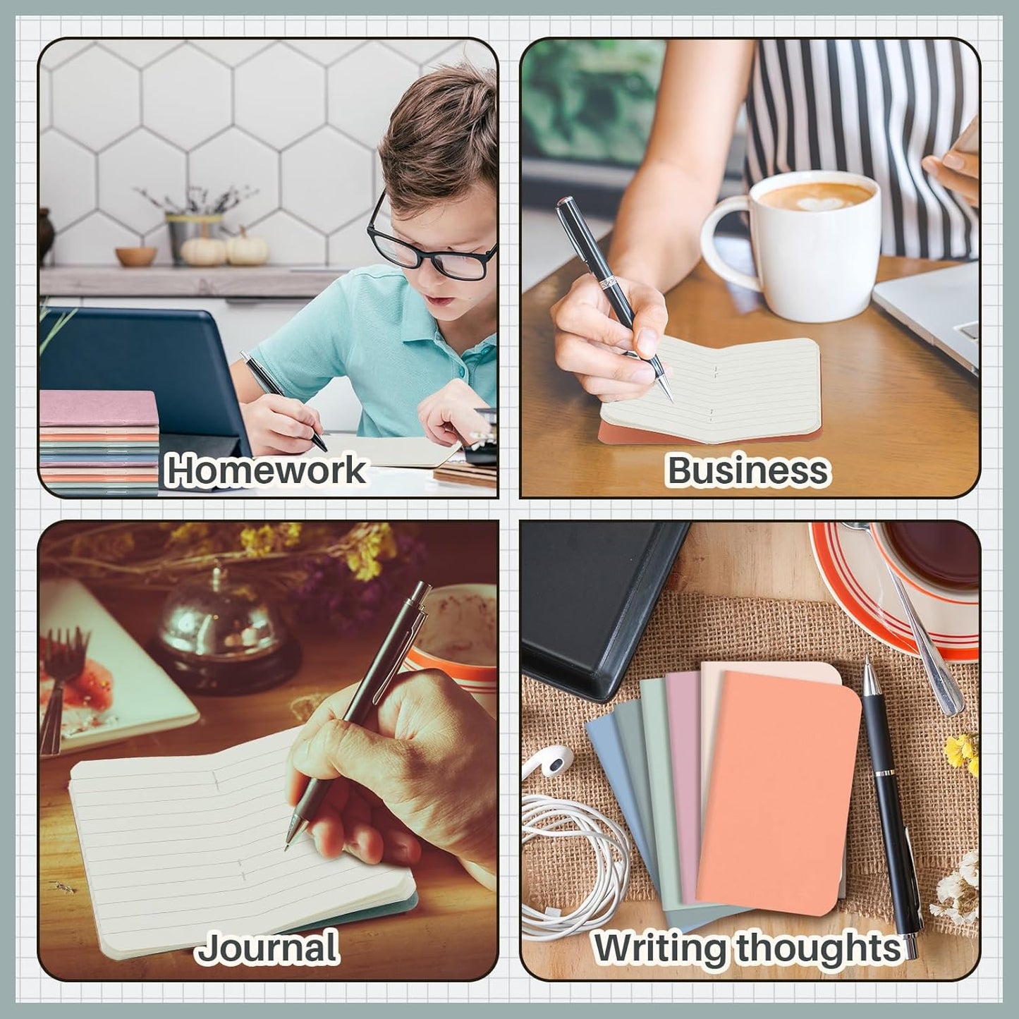 Outus 36 Pcs Pocket Notebook Mini Journal 2.5" x 4" Kraft Paper Mini Notepad Bulk Softcover Pocket Notepad Memo Diary Subject Notebooks for Student Traveler School(Morandi Color, Blank Cover)