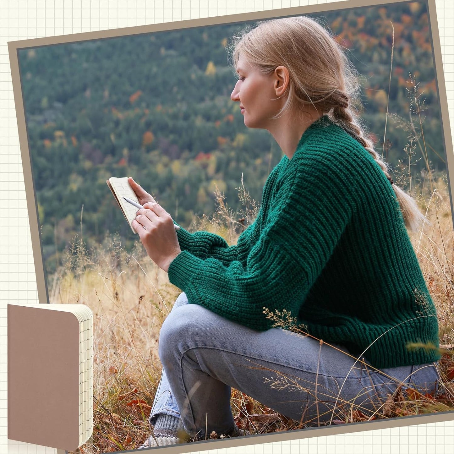 Outus 36 Pcs Pocket Notebook Mini Journal 2.5" x 4" Kraft Paper Mini Notepad Bulk Softcover Pocket Notepad Memo Diary Subject Notebooks for Student Traveler School(Dark Color, Blank Cover)